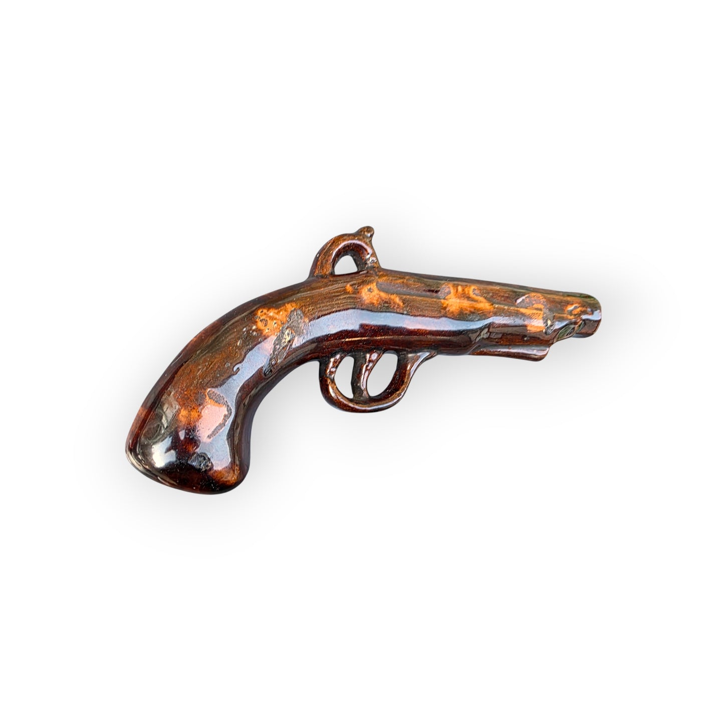 19th‑Century English Antique Stoneware Pistol‑Form Whisky Flask – A Gentleman’s Novelty Drinking Accessory