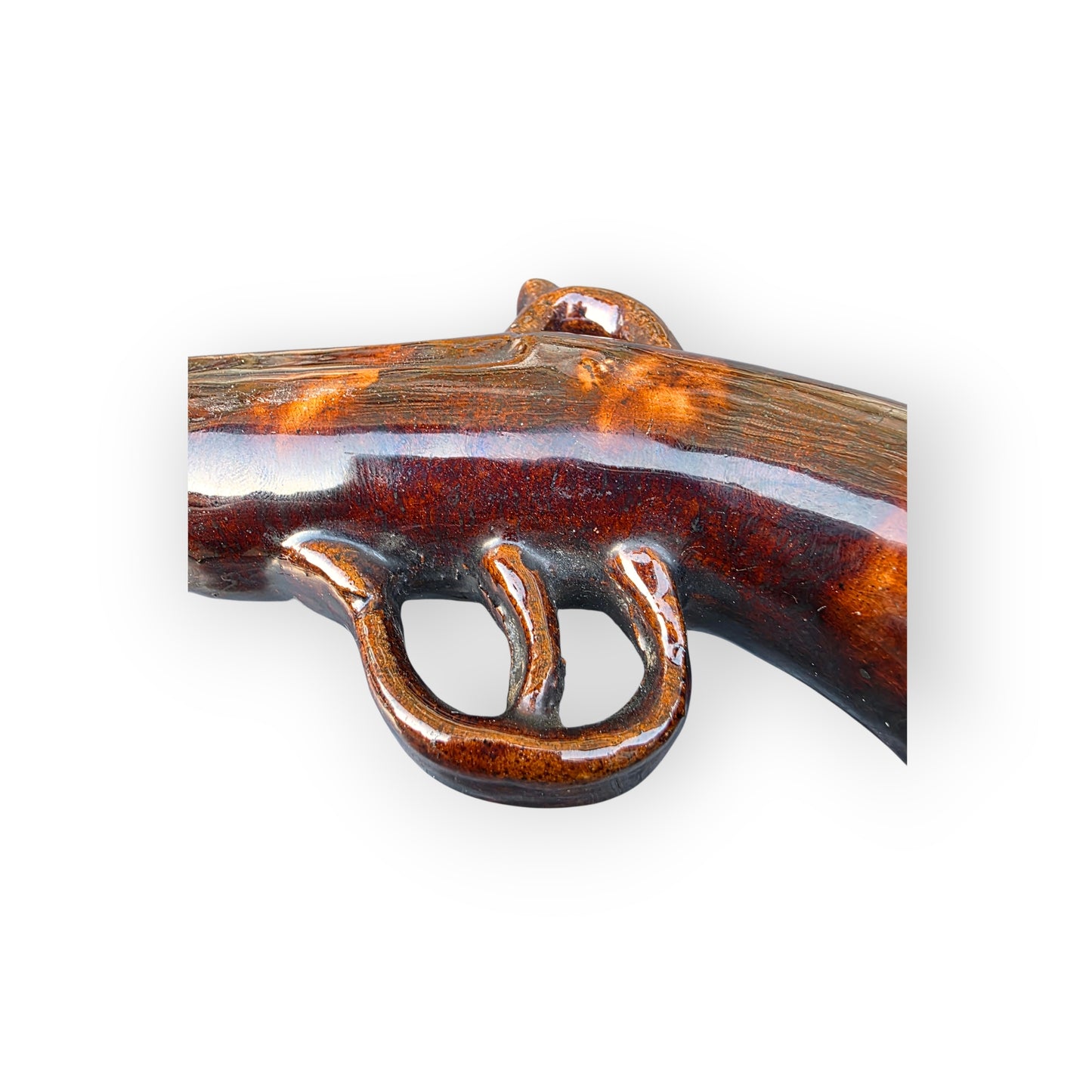 19th‑Century English Antique Stoneware Pistol‑Form Whisky Flask – A Gentleman’s Novelty Drinking Accessory