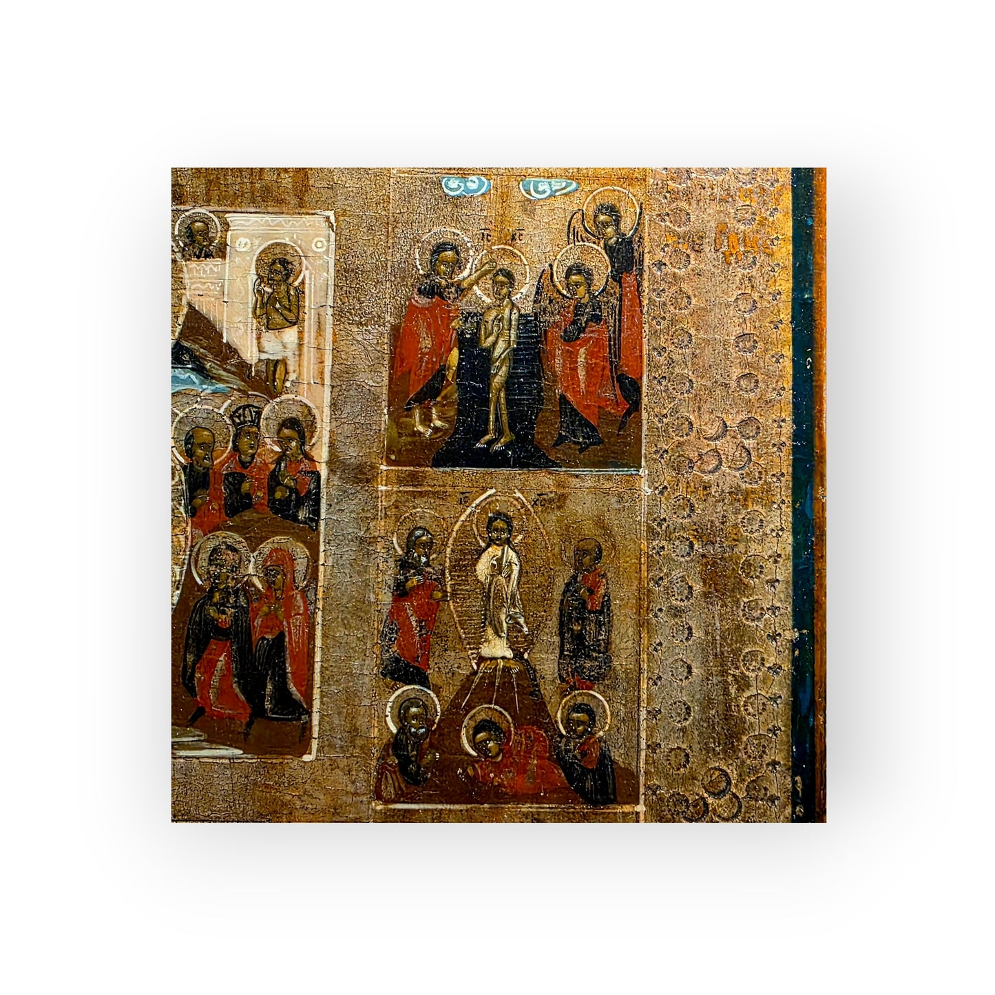 19th Century Russian Orthodox Antique Feast‑Day Icon – Twelve Great Liturgical Feasts