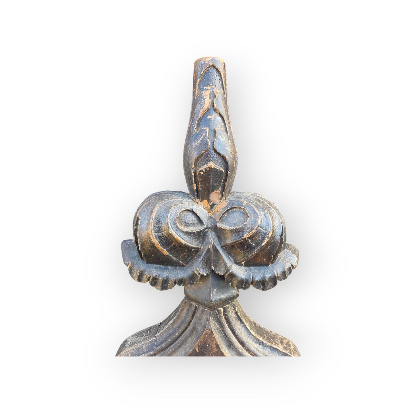 19th‑Century Gothic Revival English Antique Carved Oak Pew End / Bench End with Blind Tracery & Poppy Finial