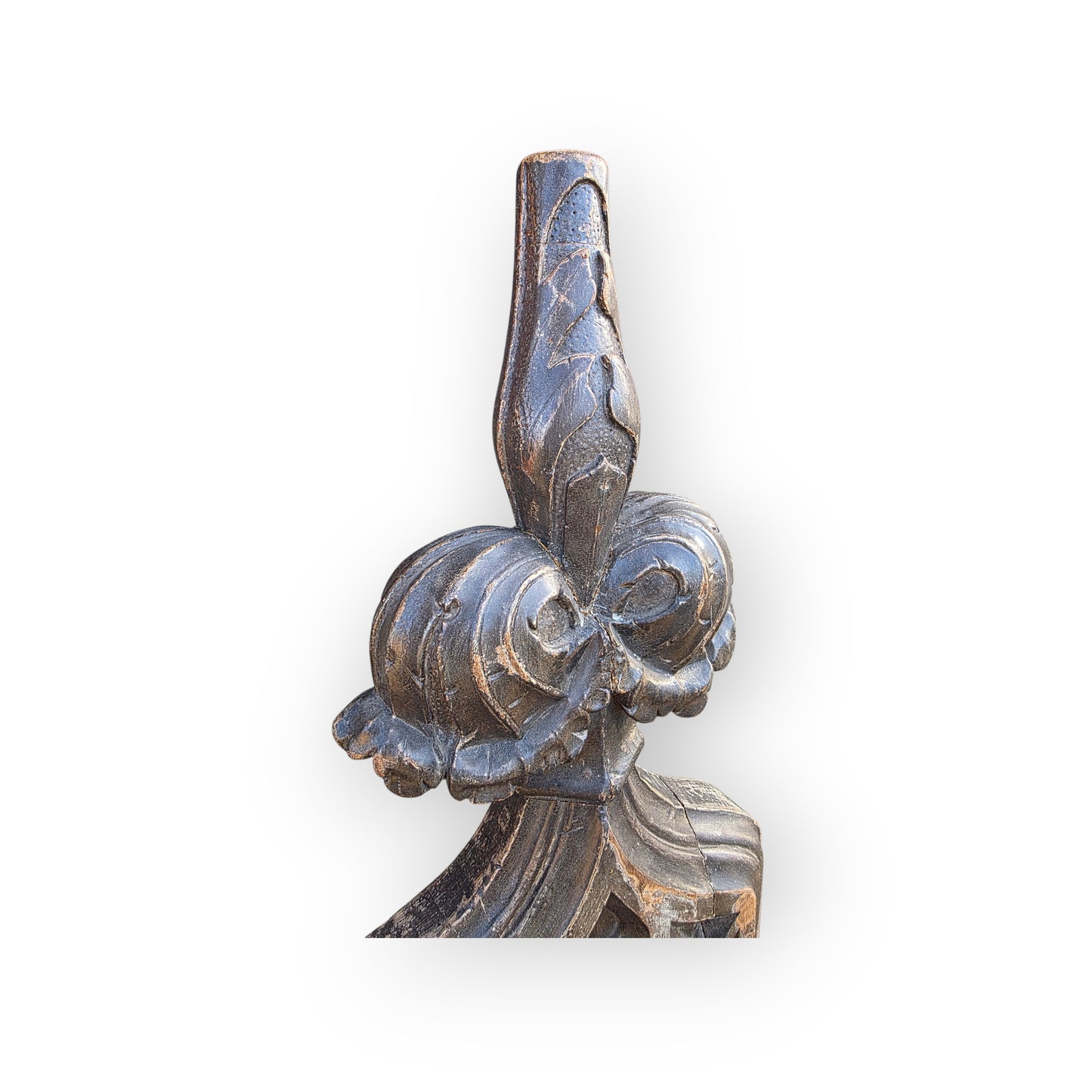 19th‑Century Gothic Revival English Antique Carved Oak Pew End / Bench End with Blind Tracery & Poppy Finial