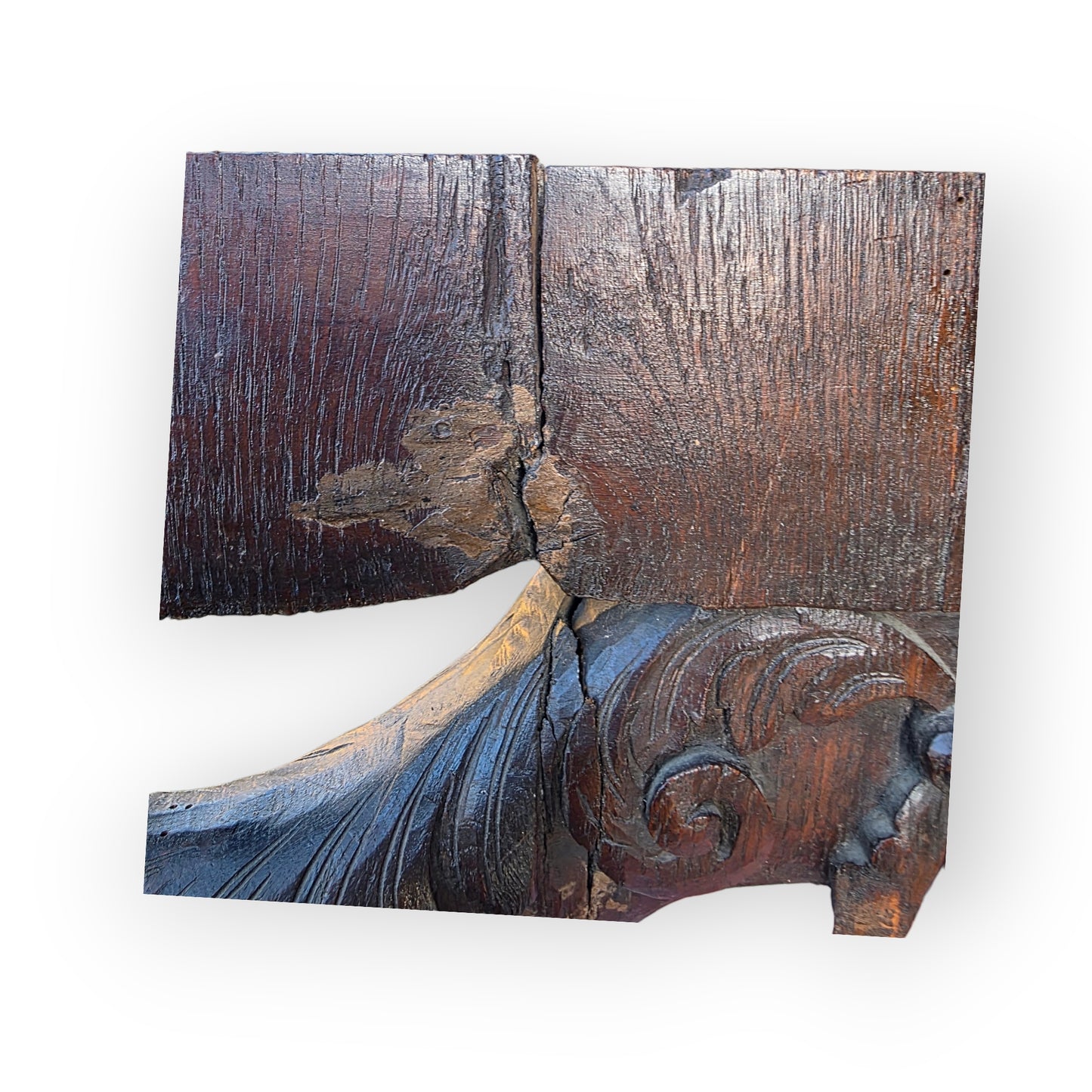 Pair of Large 17th-Century Sculptural Italian Antique Carved Oak Furniture Supports