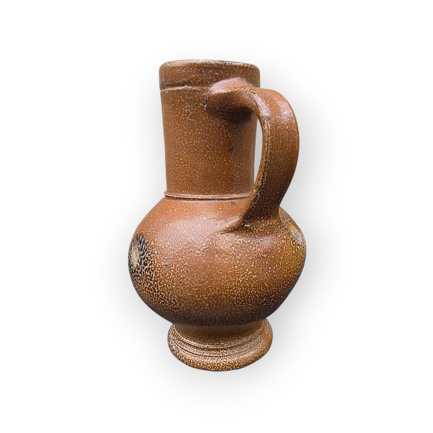 16th-Century English Antique Salt-Glazed Stoneware Flagon, Circa 1540-1580