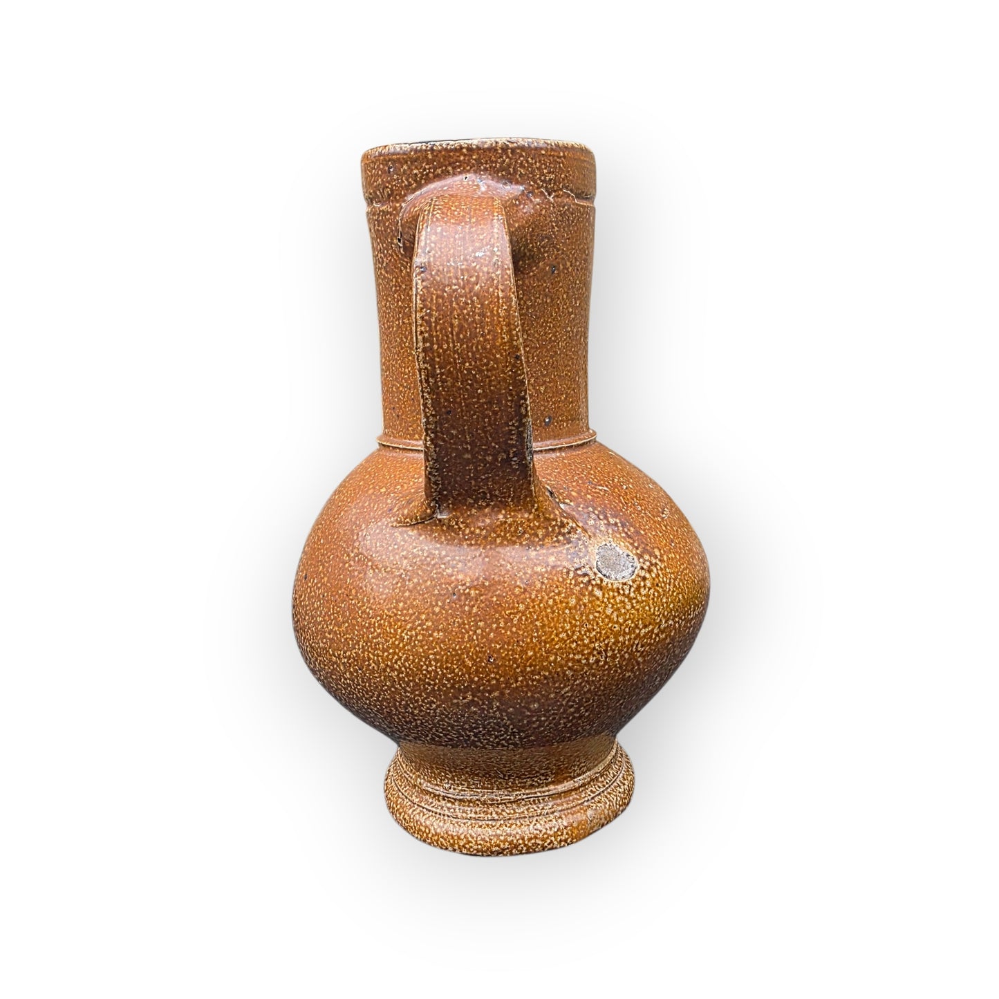 16th-Century English Antique Salt-Glazed Stoneware Flagon, Circa 1540-1580
