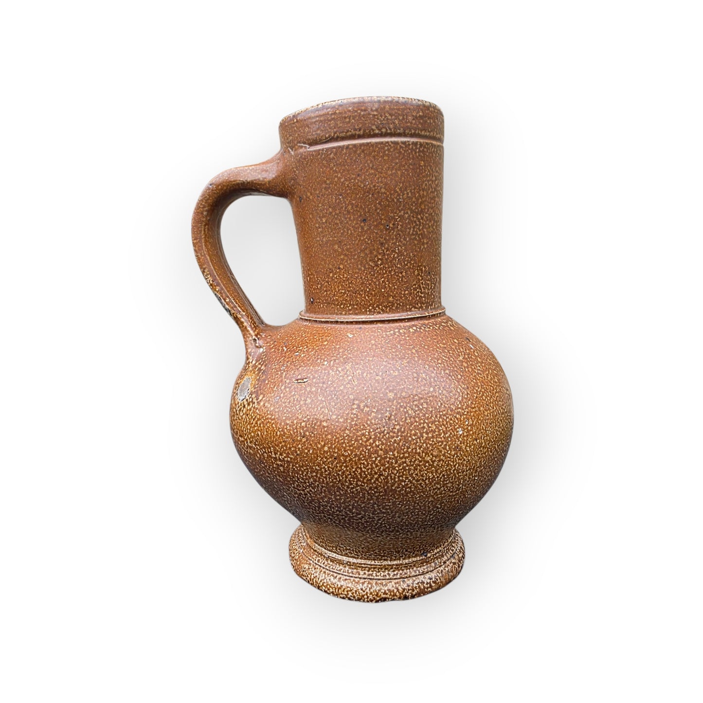 16th-Century English Antique Salt-Glazed Stoneware Flagon, Circa 1540-1580