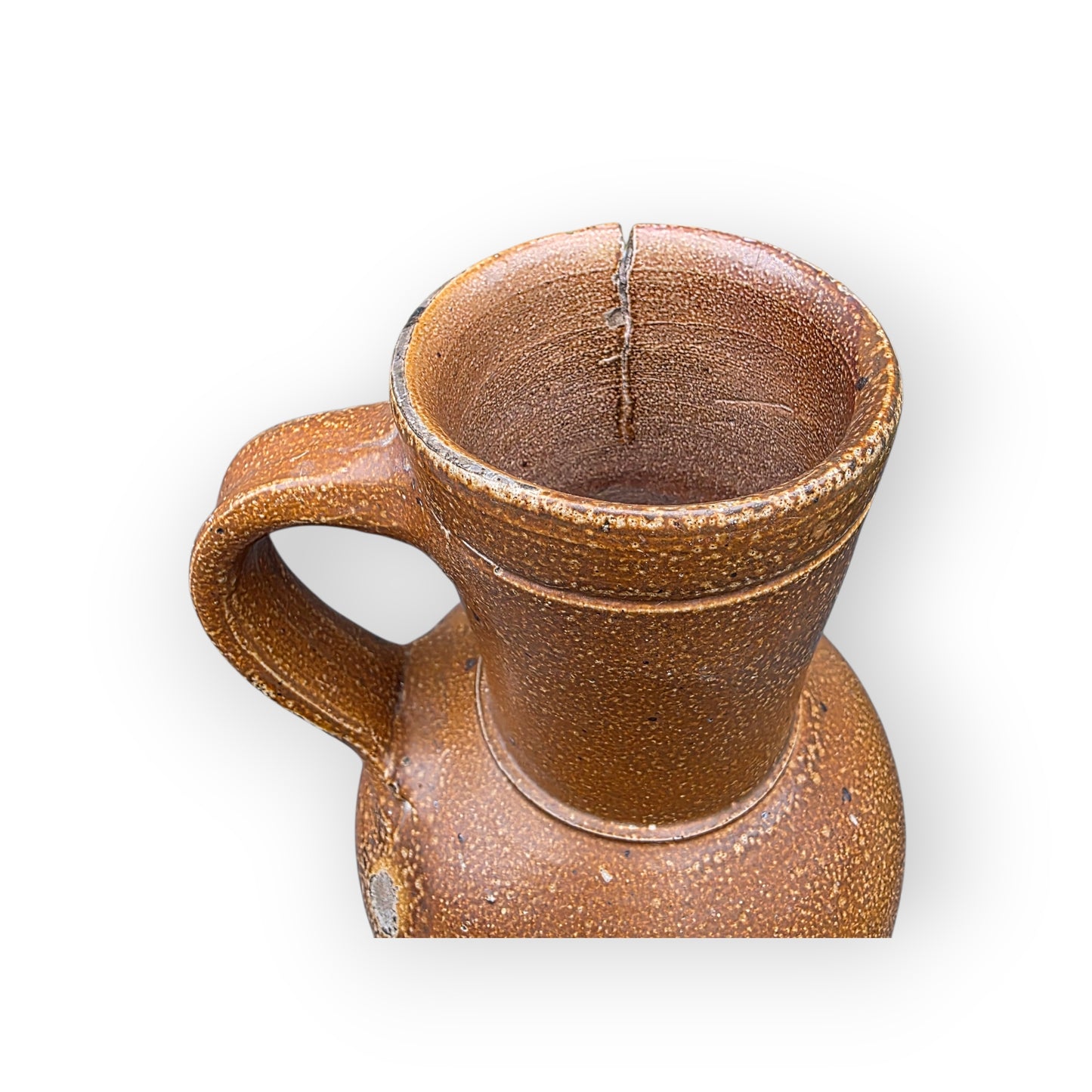 16th-Century English Antique Salt-Glazed Stoneware Flagon, Circa 1540-1580