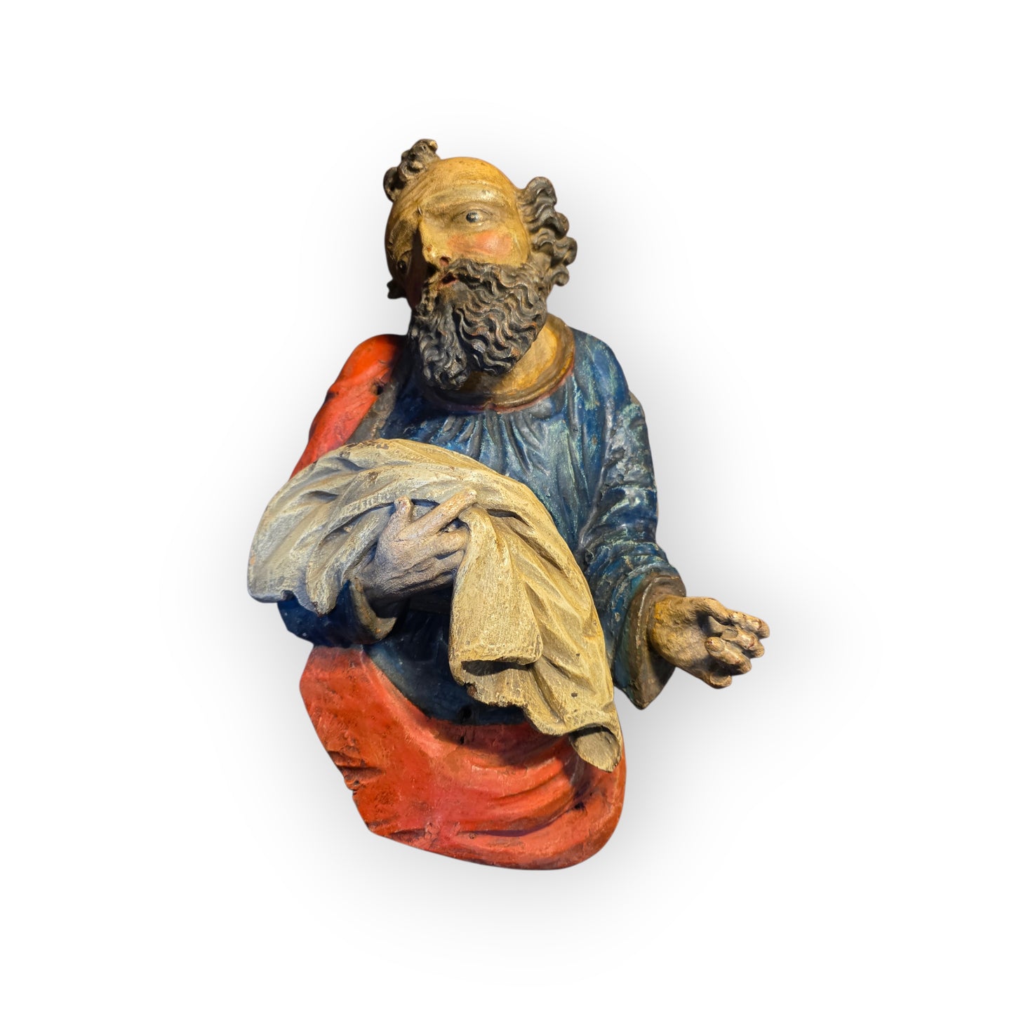 Late 15th Century / Early 16th Century German Gothic Antique Carved Polychrome Saint – Southern Germany, c.1480-1500