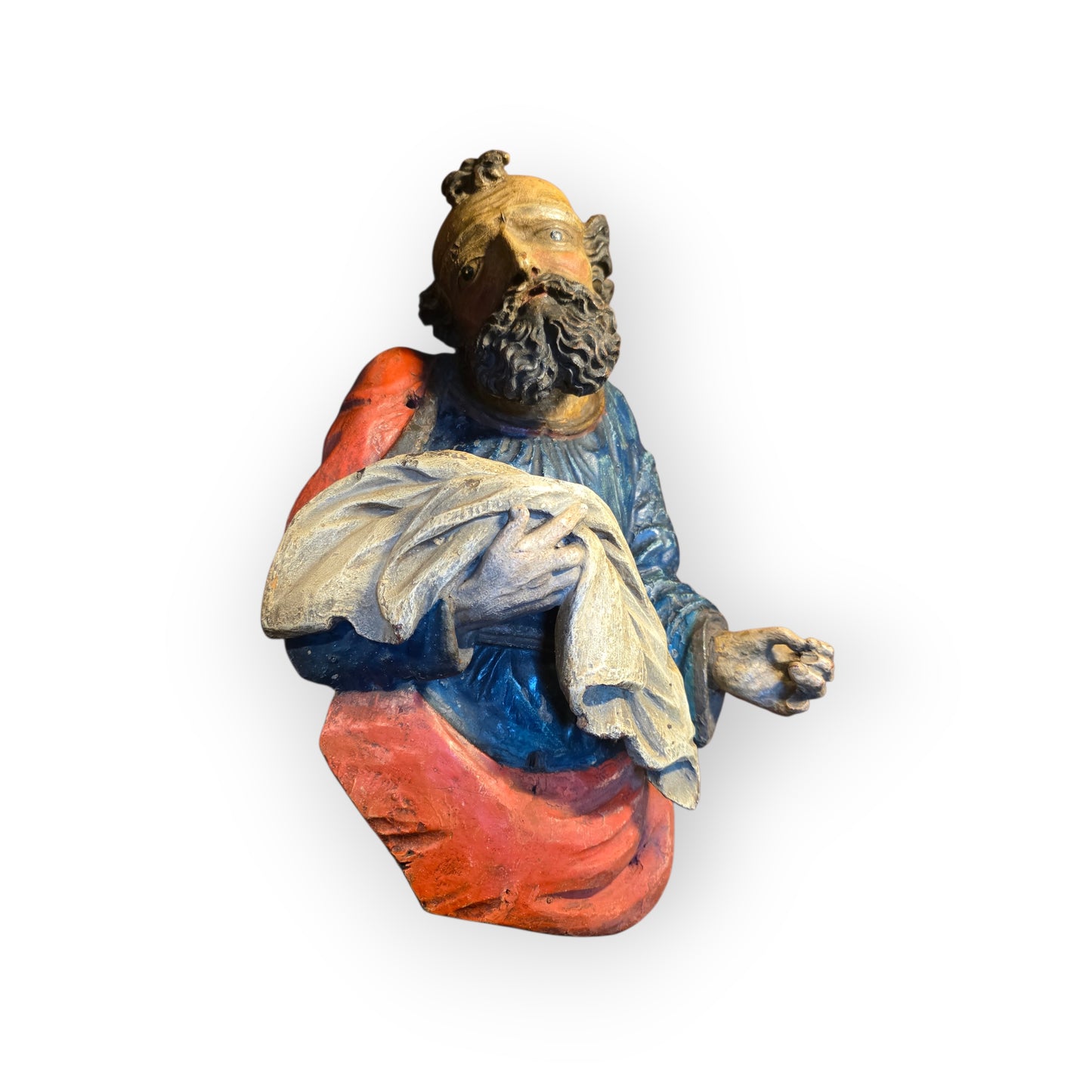 Late 15th Century / Early 16th Century German Gothic Antique Carved Polychrome Saint – Southern Germany, c.1480-1500