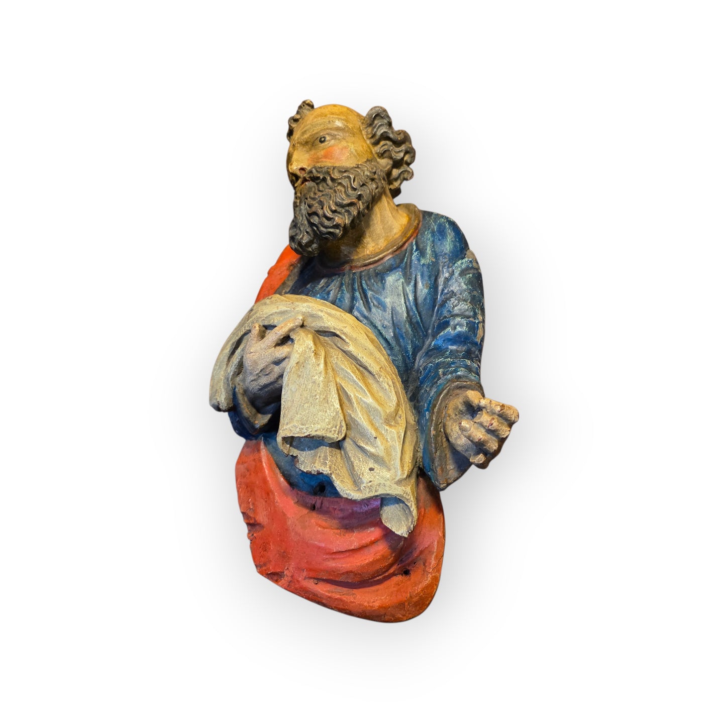 Late 15th Century / Early 16th Century German Gothic Antique Carved Polychrome Saint – Southern Germany, c.1480-1500
