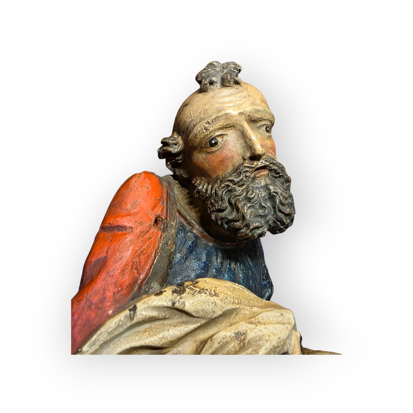 Late 15th Century / Early 16th Century German Gothic Antique Carved Polychrome Saint – Southern Germany, c.1480-1500