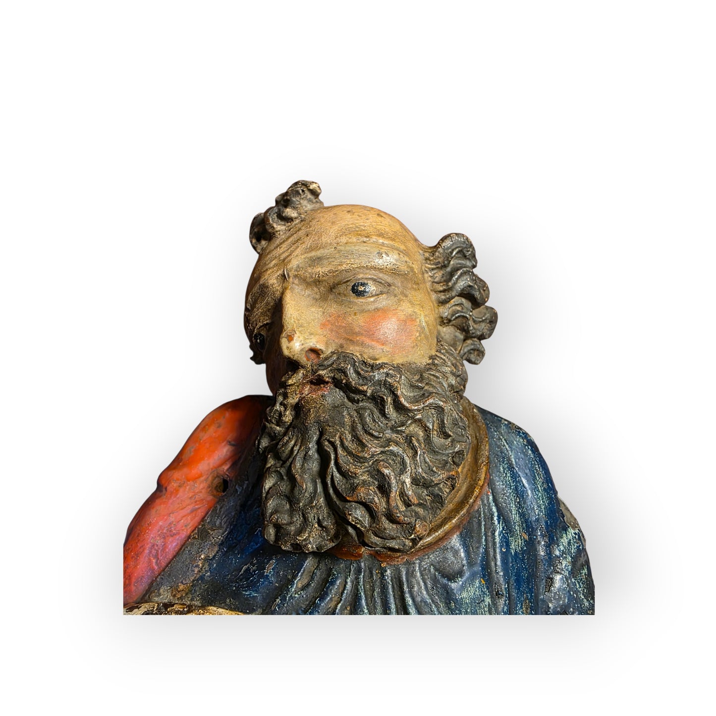 Late 15th Century / Early 16th Century German Gothic Antique Carved Polychrome Saint – Southern Germany, c.1480-1500