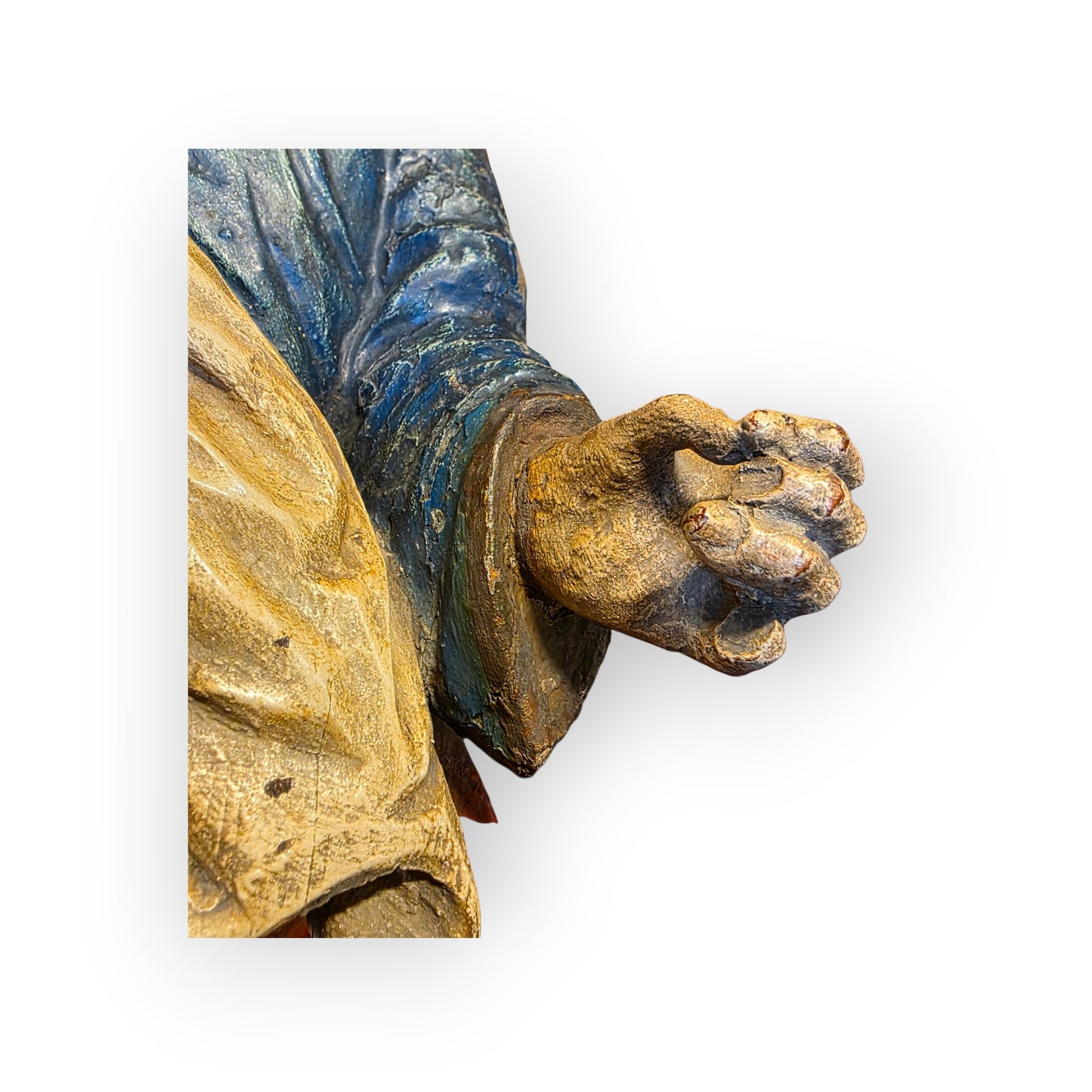 Late 15th Century / Early 16th Century German Gothic Antique Carved Polychrome Saint – Southern Germany, c.1480-1500