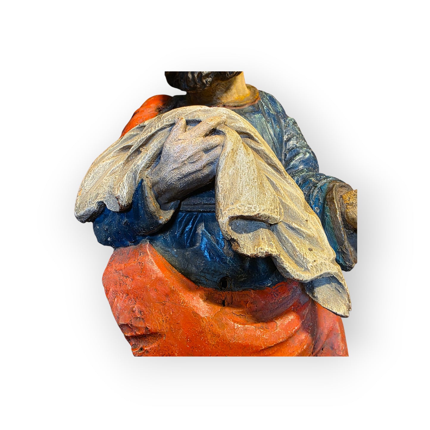 Late 15th Century / Early 16th Century German Gothic Antique Carved Polychrome Saint – Southern Germany, c.1480-1500