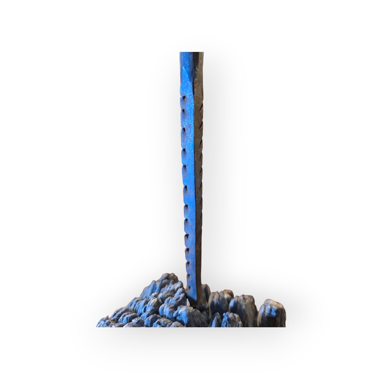 19thC Rustic / Primitive Antique Iron Candleholder on a Gnarled Driftwood Base