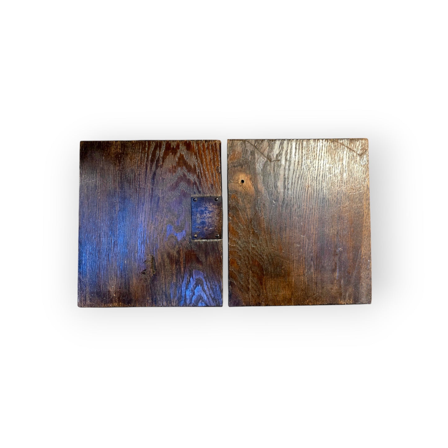 Pair of 15th‑Century Gothic Carved Oak Door Panels with Christogram & Marian Monogram