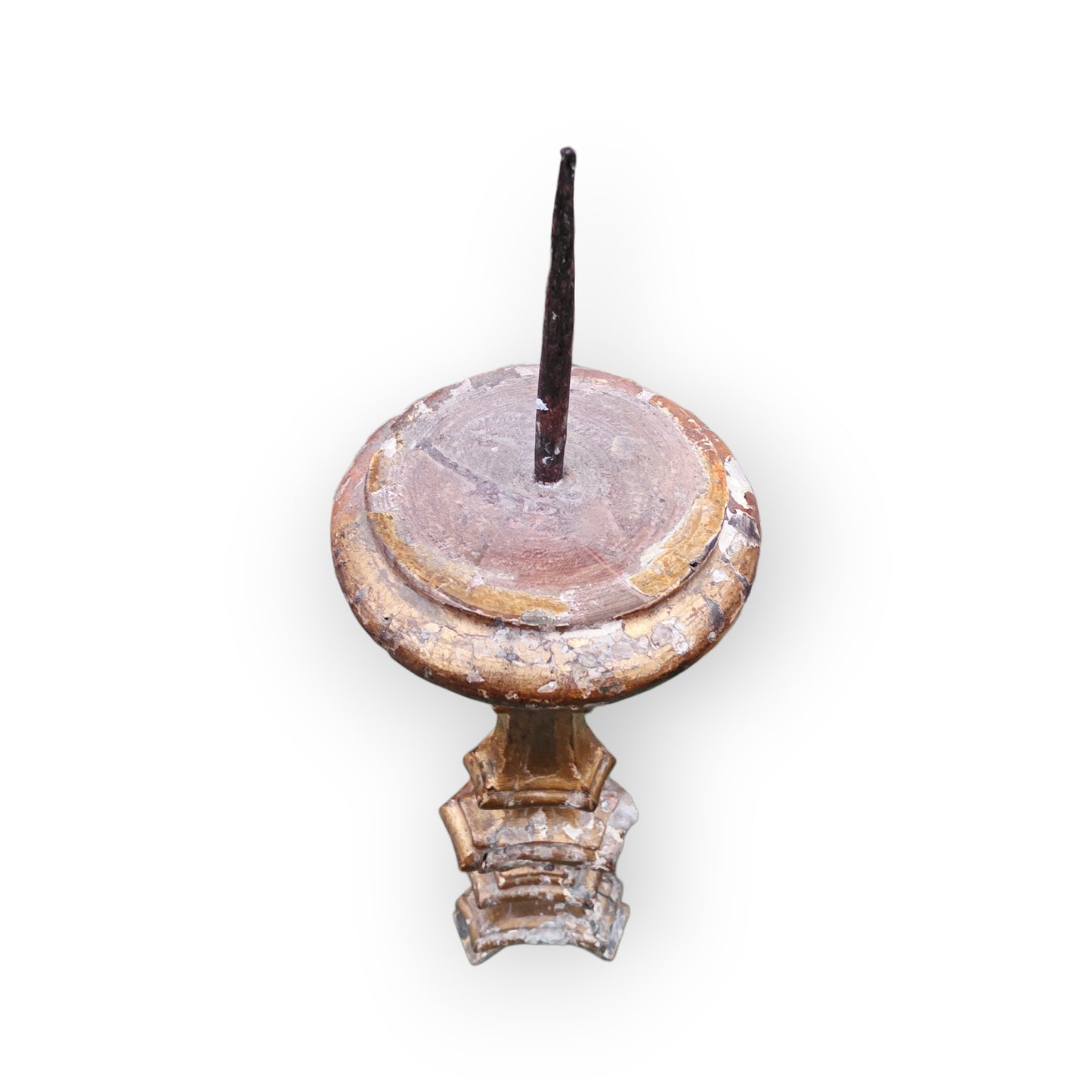 18th-Century Italian Antique Gilt-Gesso Pricket Candlestick