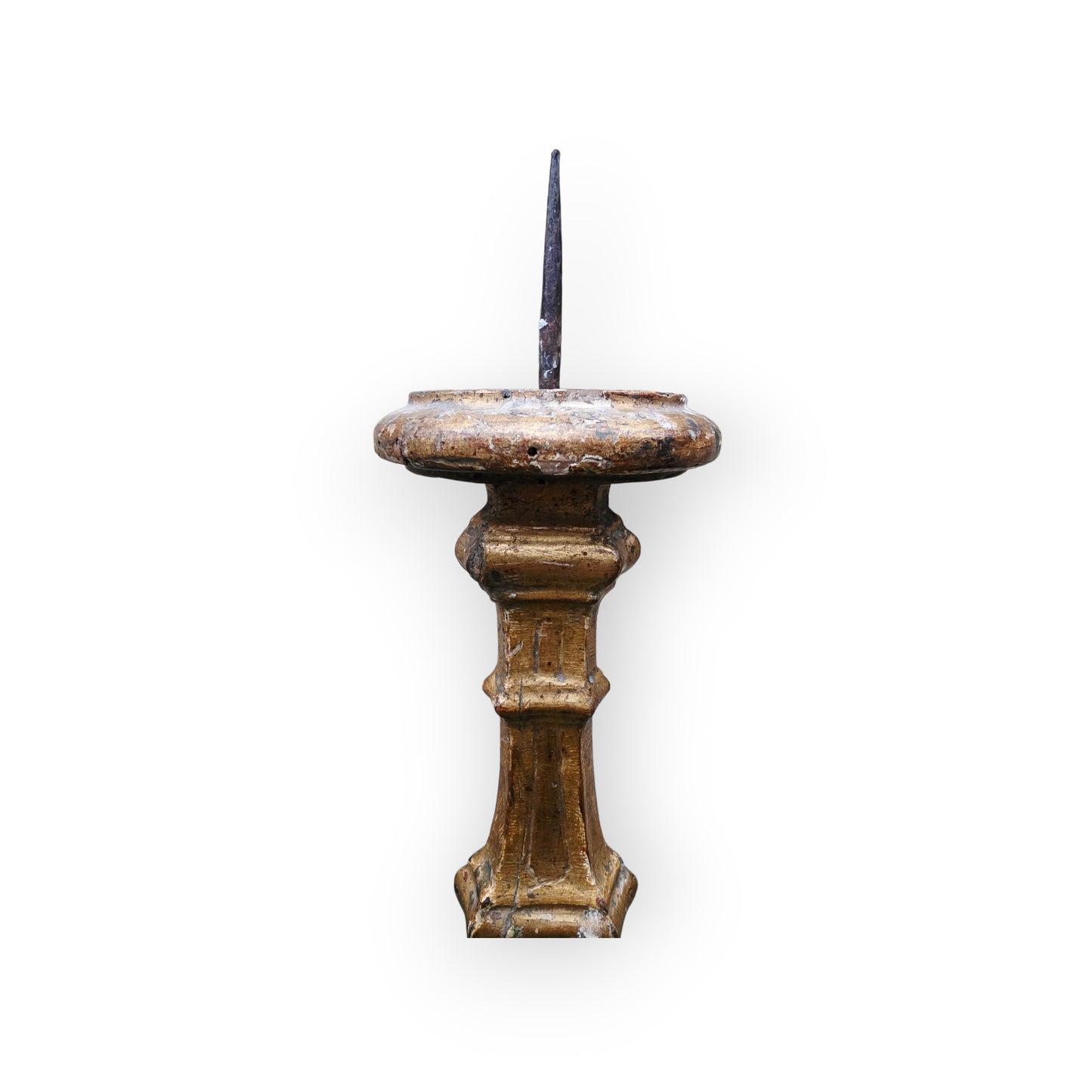 18th-Century Italian Antique Gilt-Gesso Pricket Candlestick