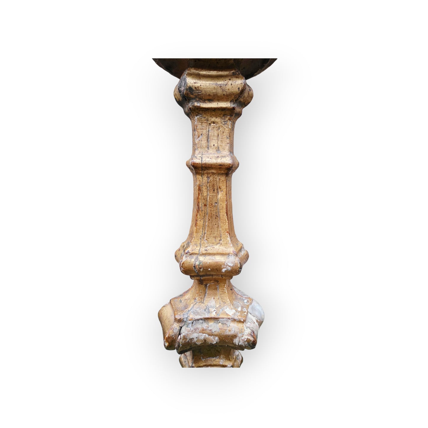 18th-Century Italian Antique Gilt-Gesso Pricket Candlestick