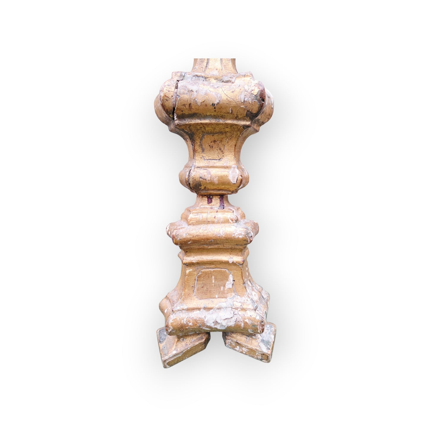 18th-Century Italian Antique Gilt-Gesso Pricket Candlestick
