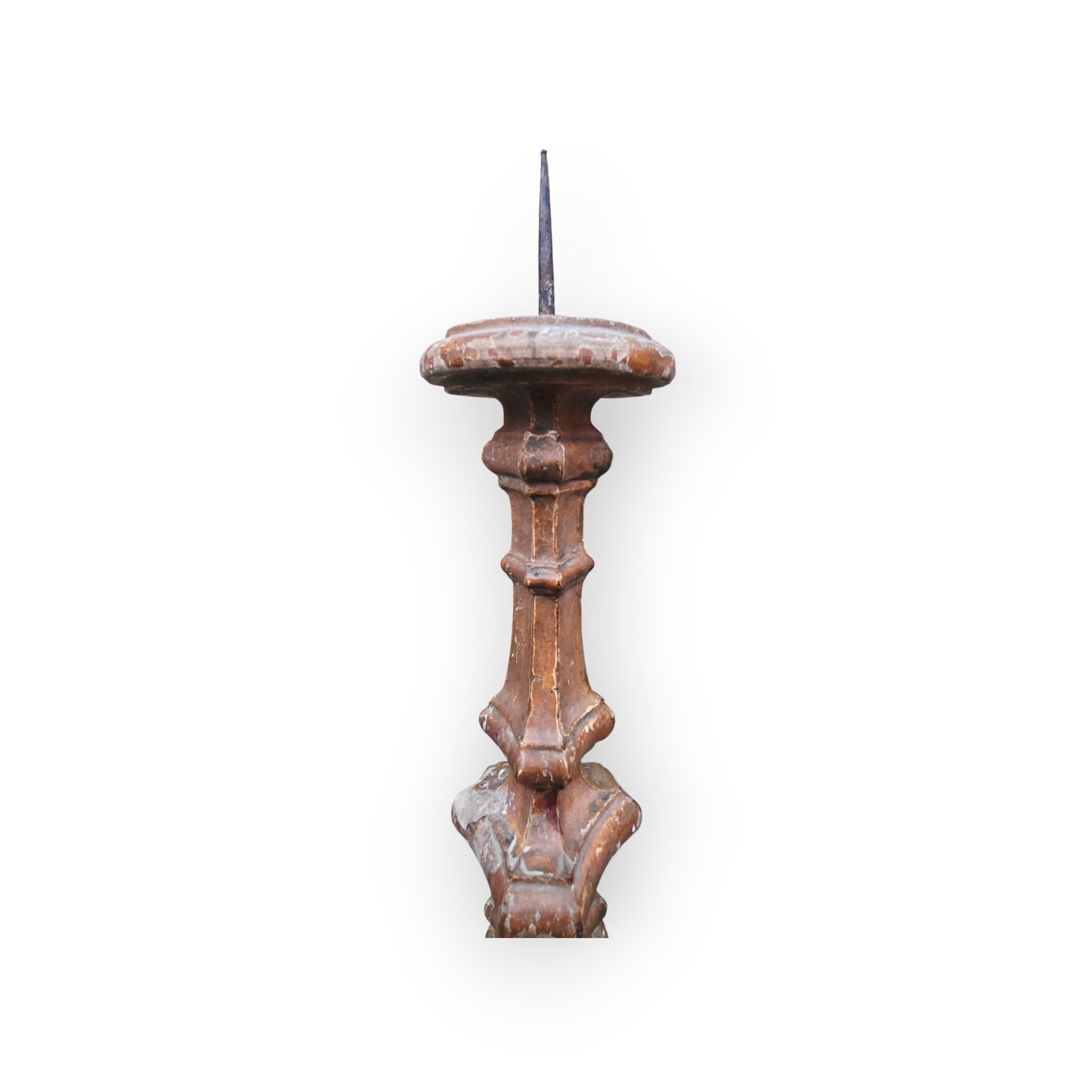 18th-Century Italian Antique Gilt-Gesso Pricket Candlestick