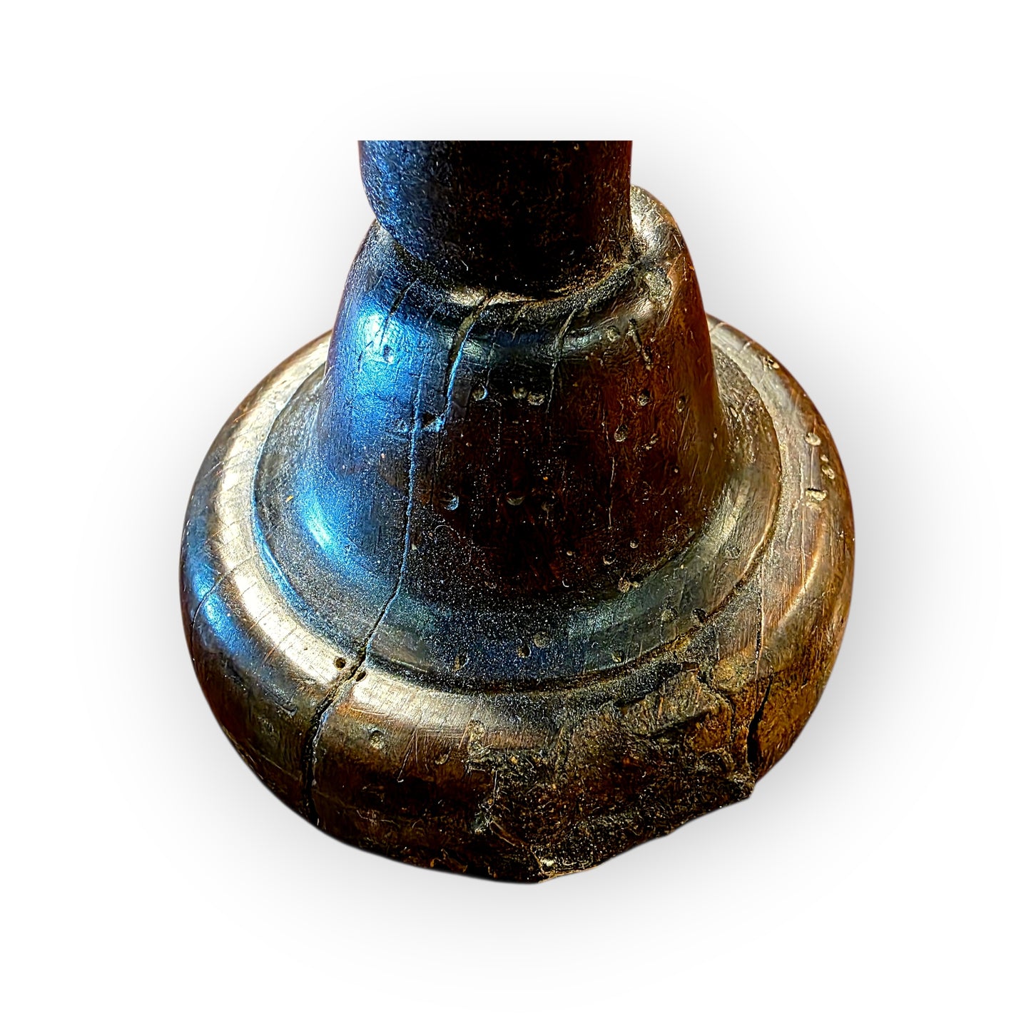 Late 18th‑Century Antique Iron Spiral Candlestick / Rat‑de‑Cave / Courting Candlestick with Manual Winder