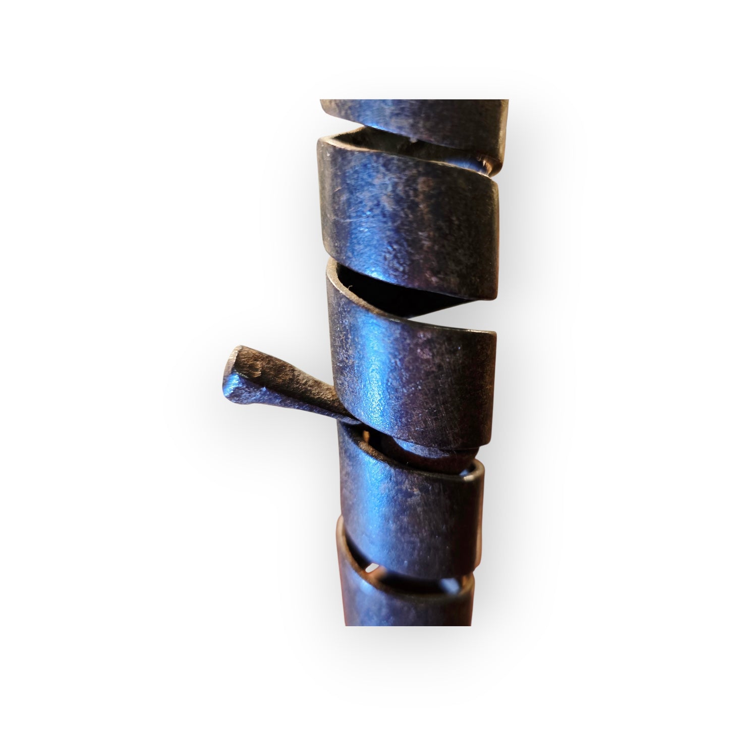 Late 18th‑Century Antique Iron Spiral Candlestick / Rat‑de‑Cave / Courting Candlestick with Manual Winder