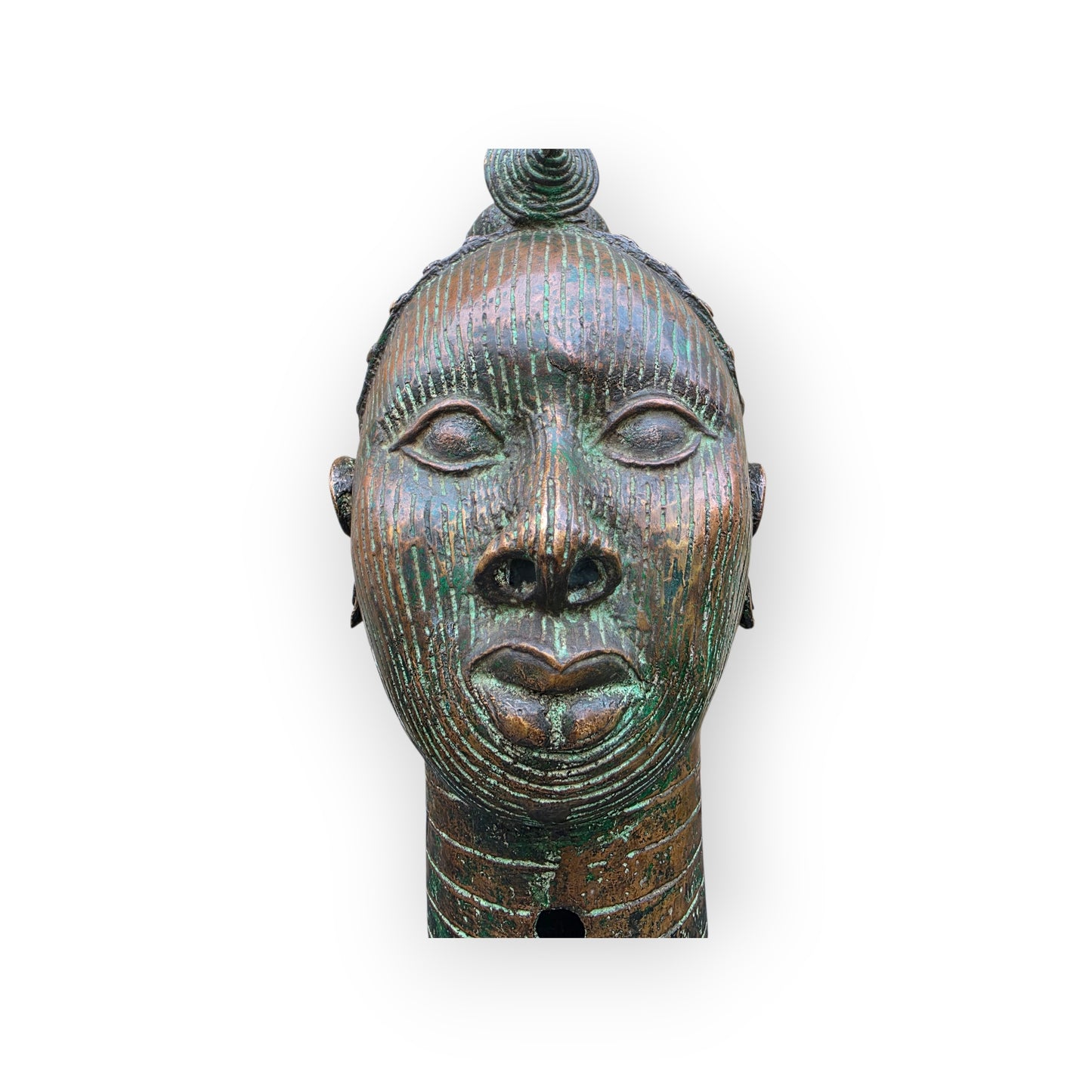 15th Century Style Antique Life-Size Bronze Head in the Ife Court Style, Nigeria, Africa
