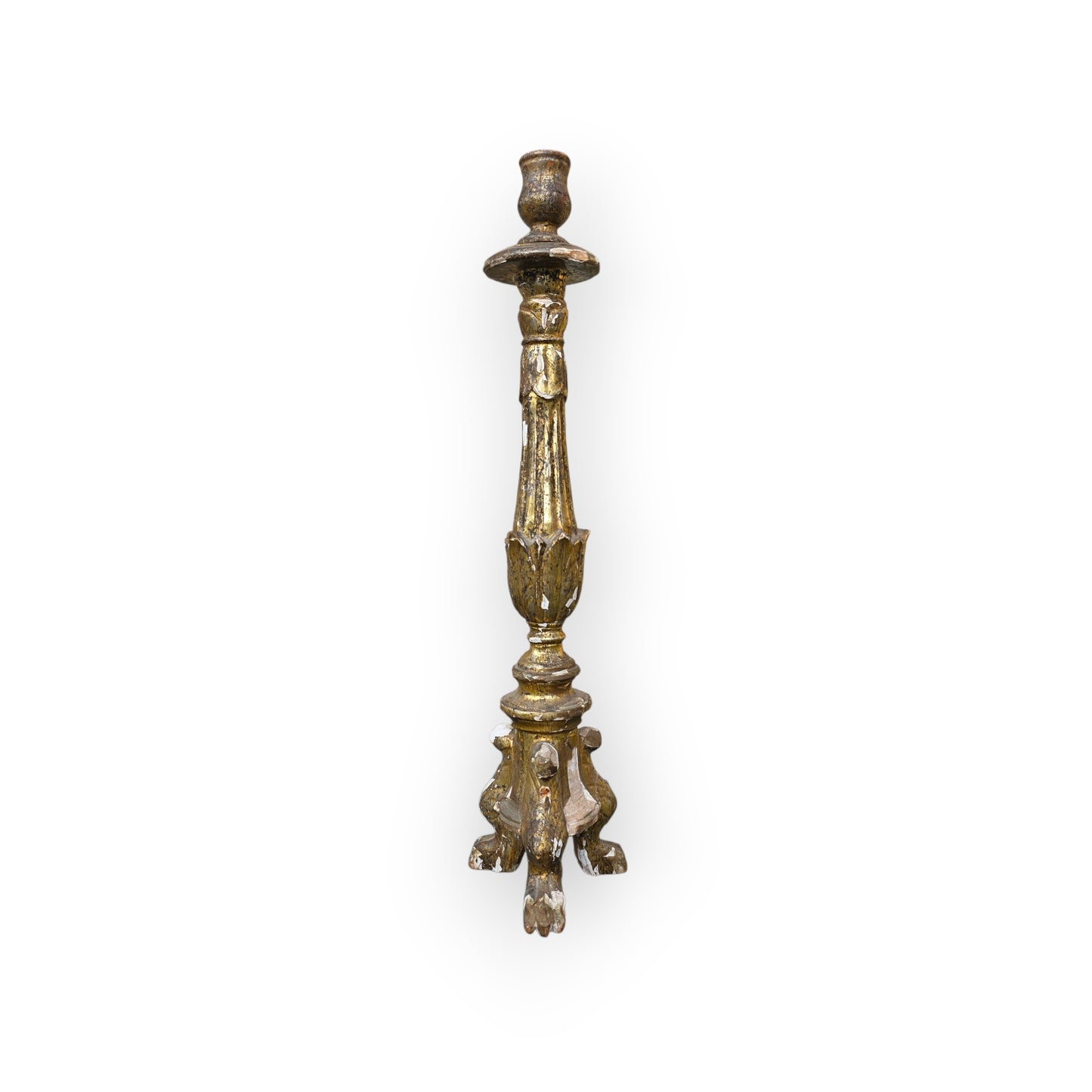18th-Century Italian Antique Gilt-Gesso Candlestick, circa 1760