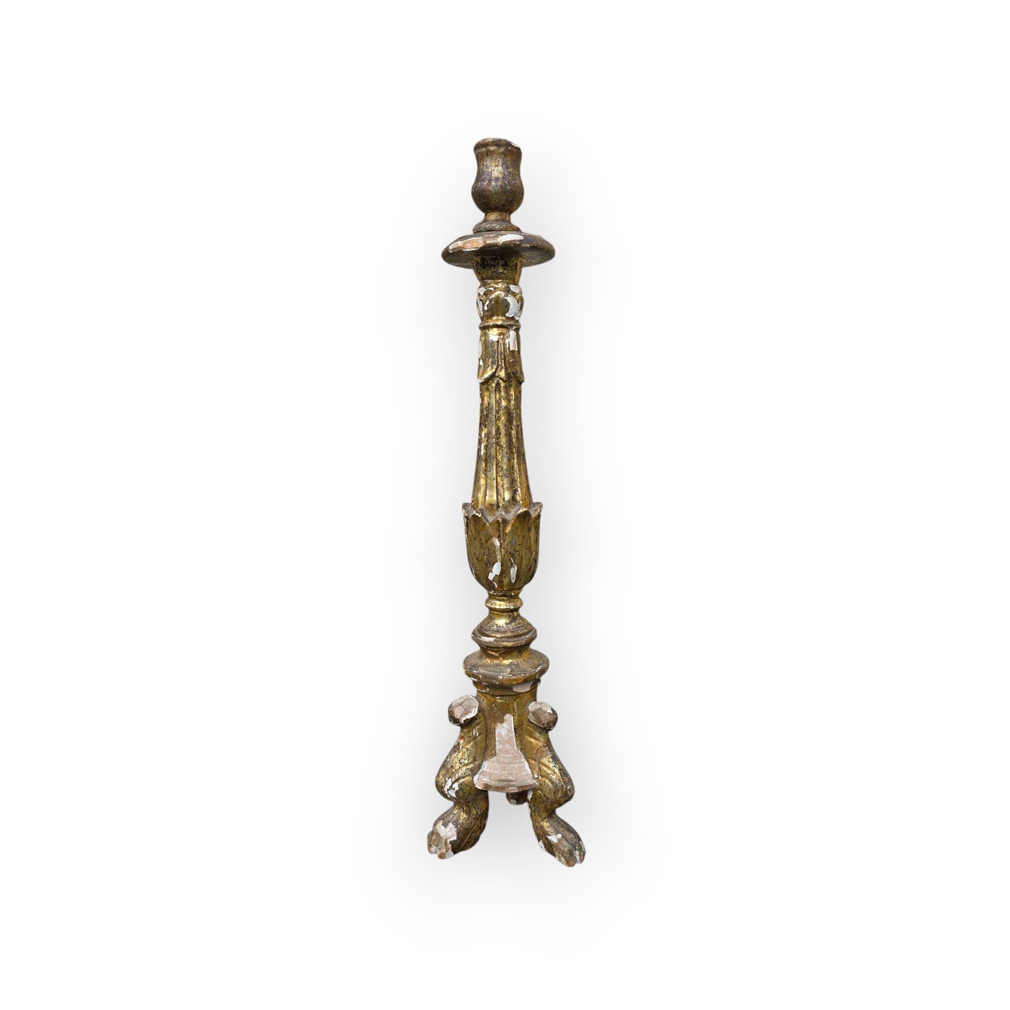 18th-Century Italian Antique Gilt-Gesso Candlestick, circa 1760