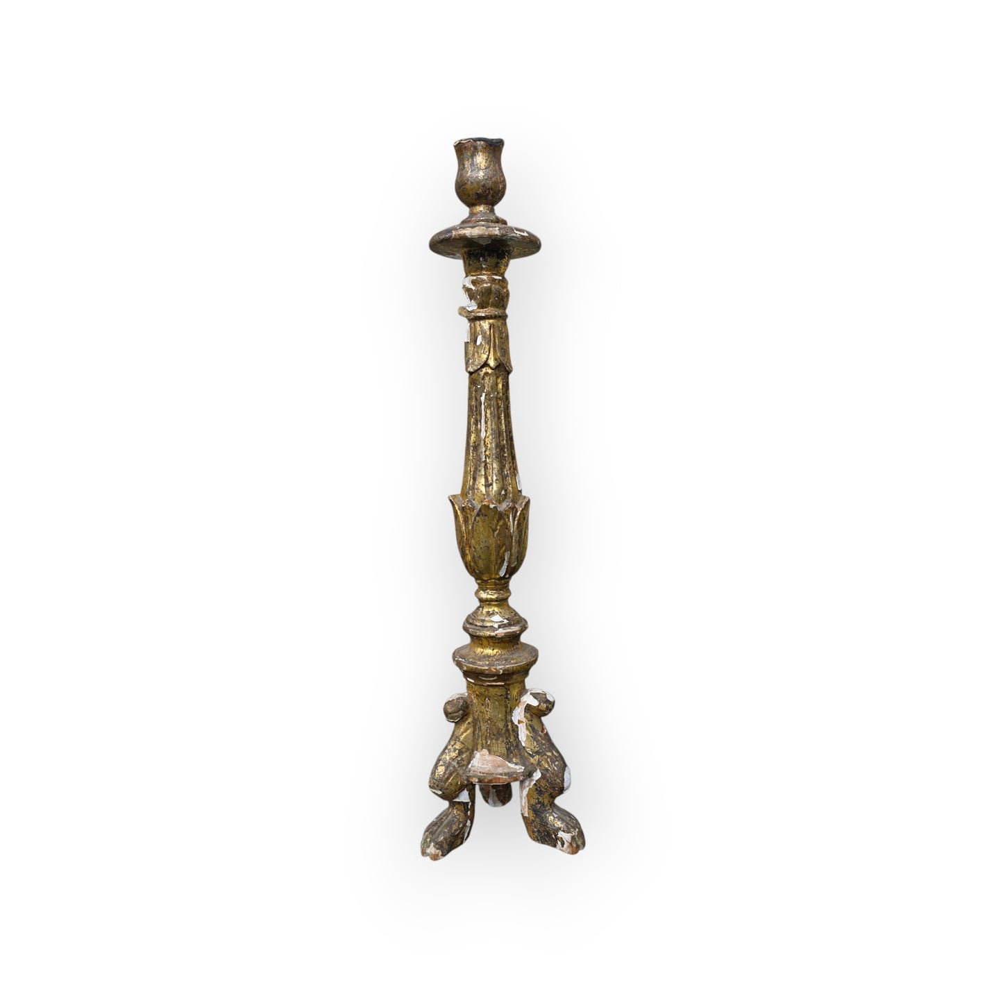 18th-Century Italian Antique Gilt-Gesso Candlestick, circa 1760