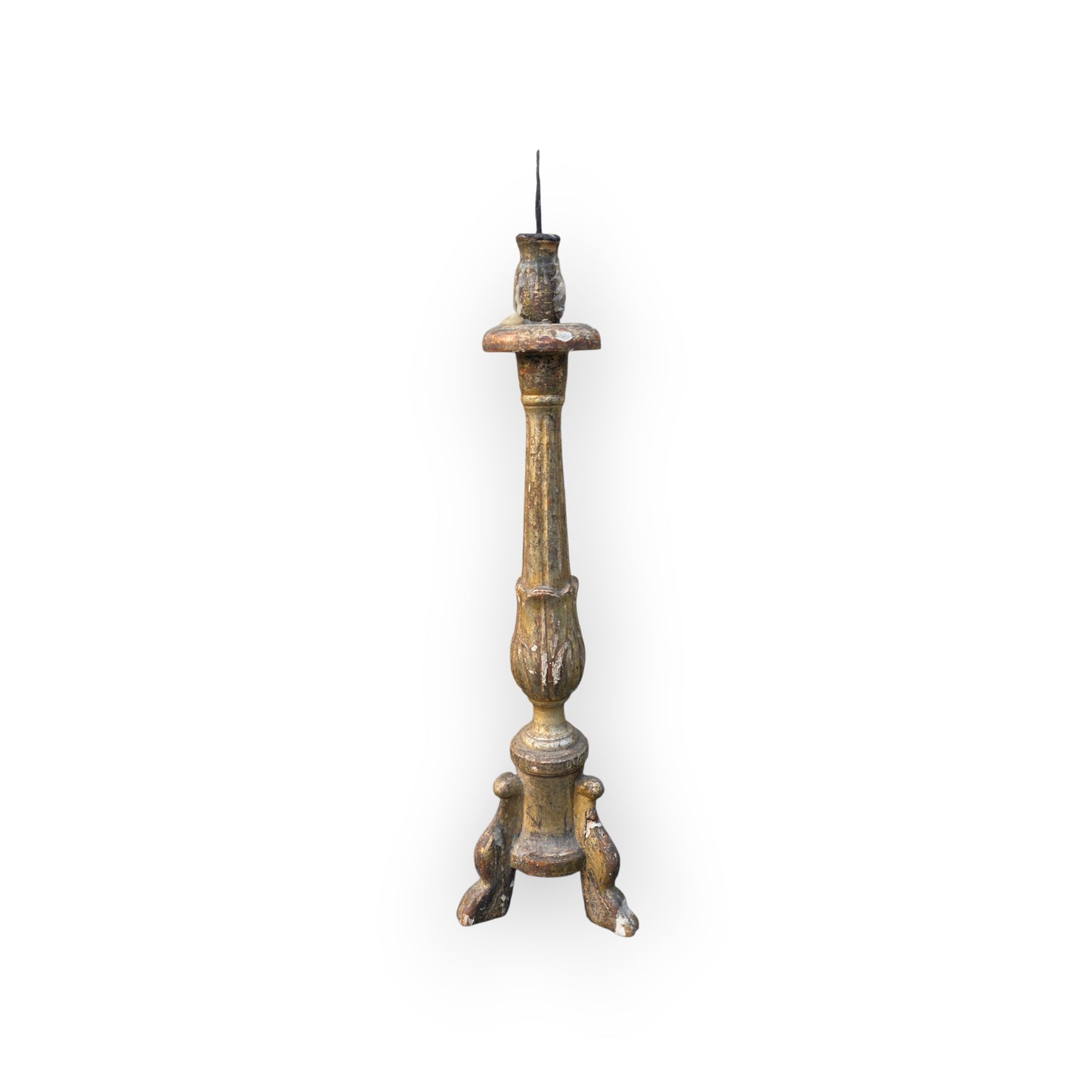 18th‑Century Italian Antique Gilt‑Gesso Pricket Candlestick, circa 1760