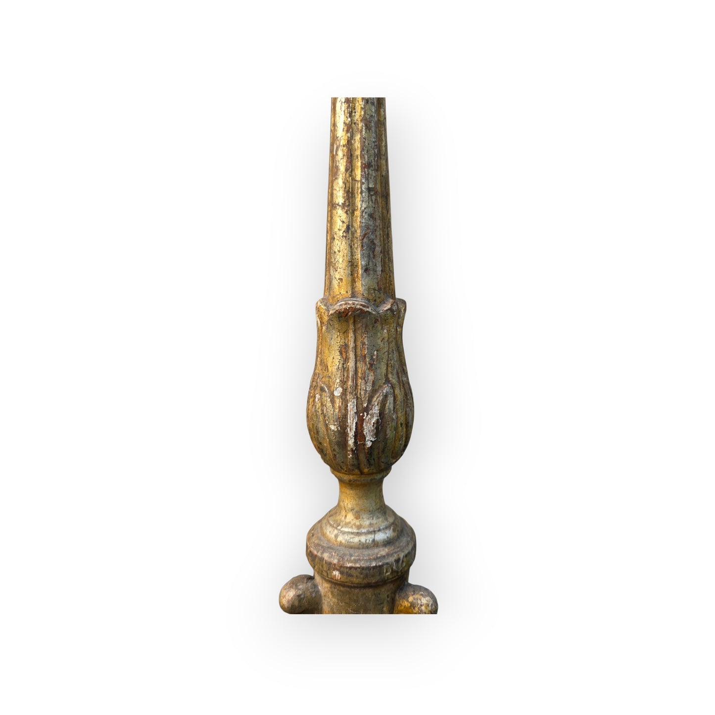 18th‑Century Italian Antique Gilt‑Gesso Pricket Candlestick, circa 1760