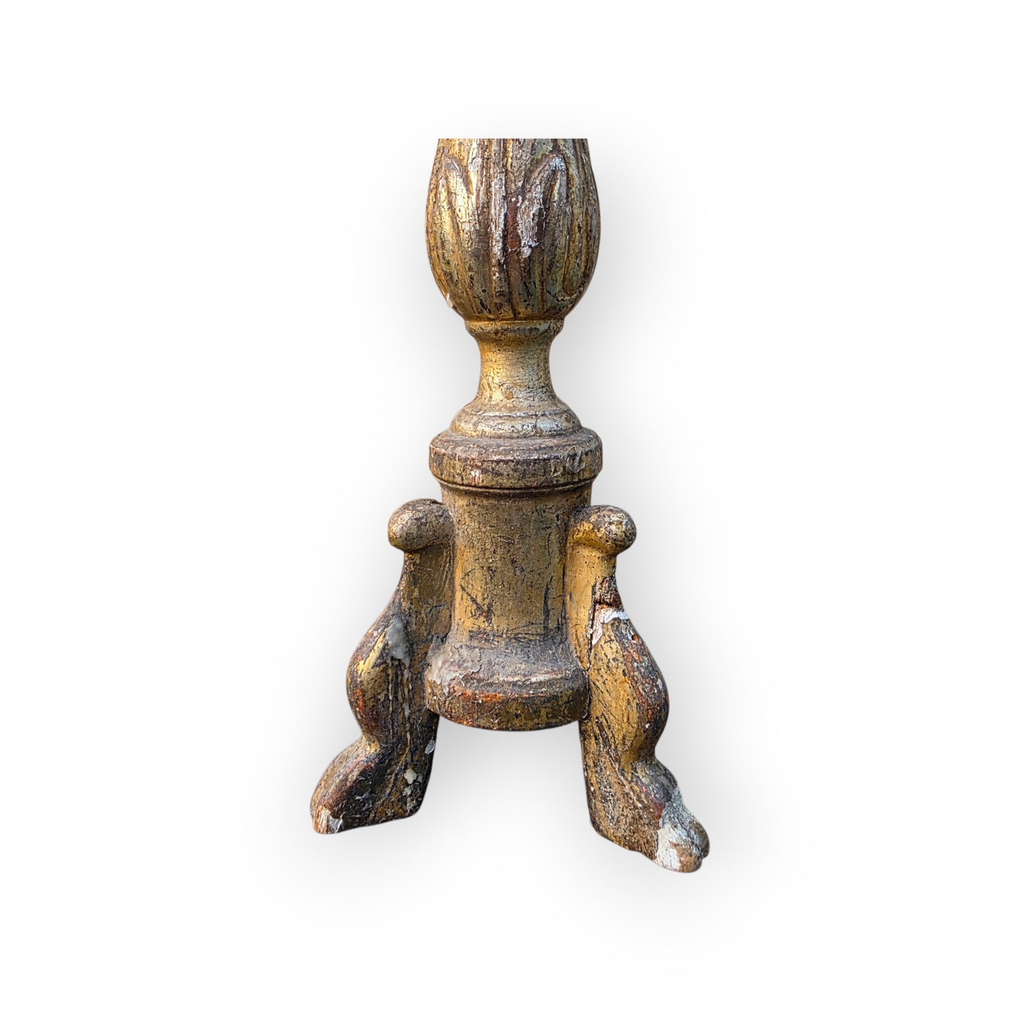 18th‑Century Italian Antique Gilt‑Gesso Pricket Candlestick, circa 1760