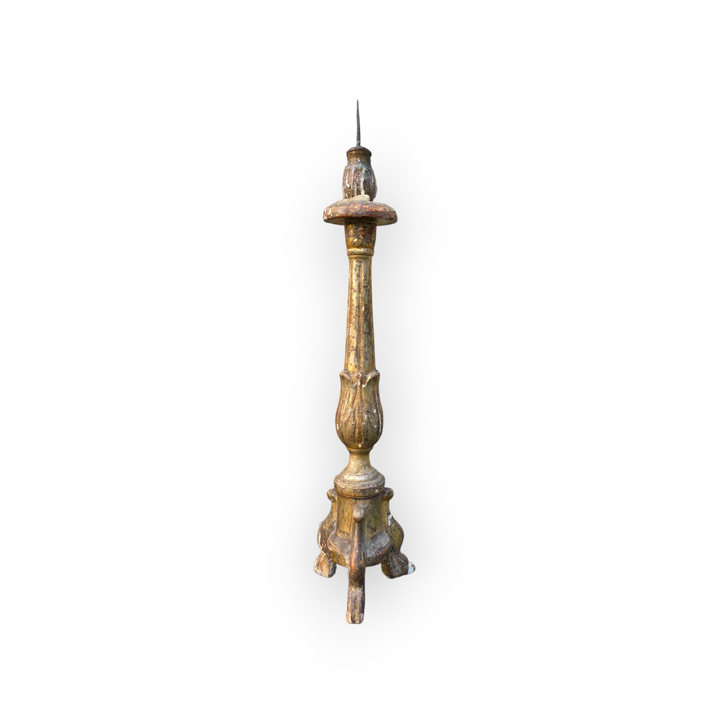 18th‑Century Italian Antique Gilt‑Gesso Pricket Candlestick, circa 1760