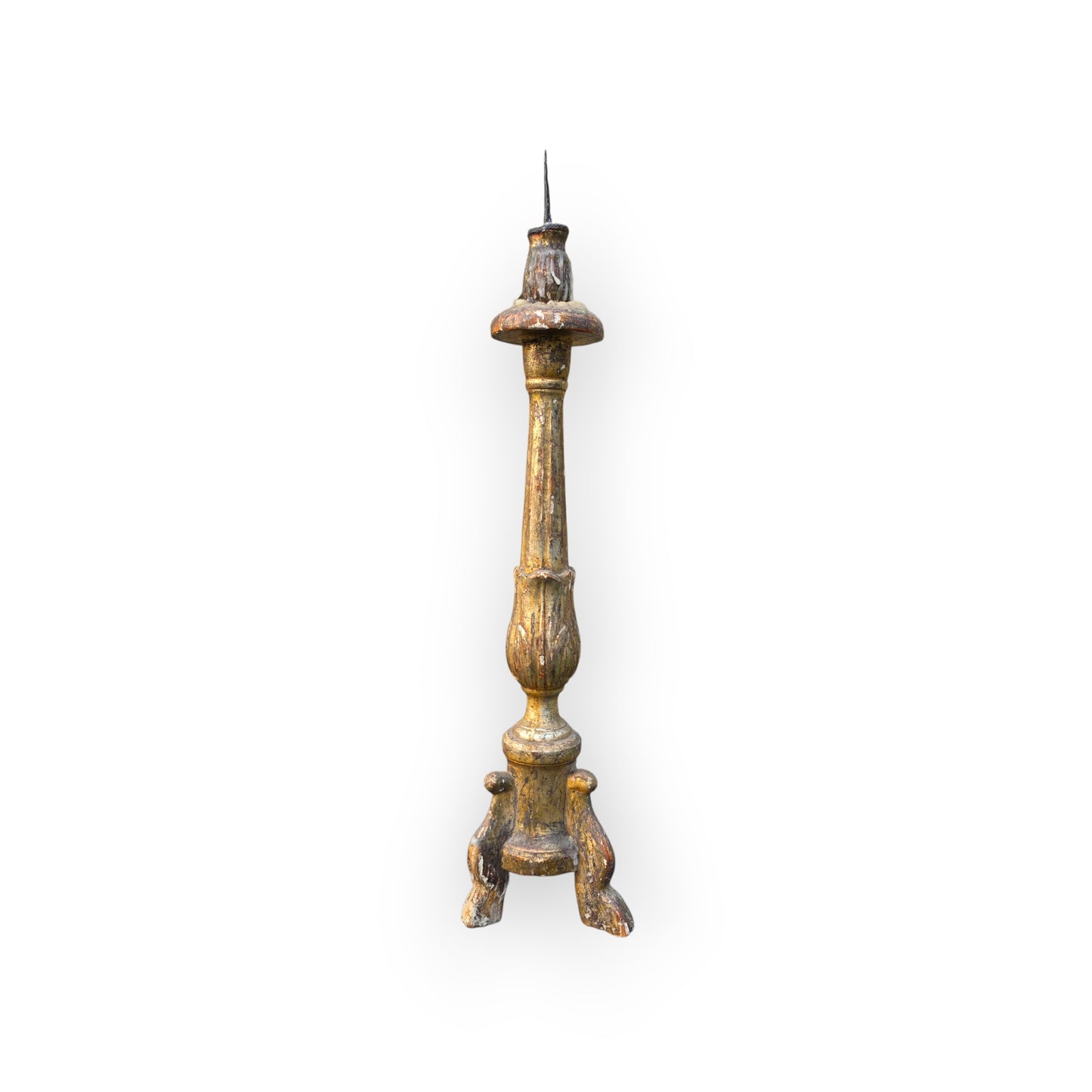 18th‑Century Italian Antique Gilt‑Gesso Pricket Candlestick, circa 1760
