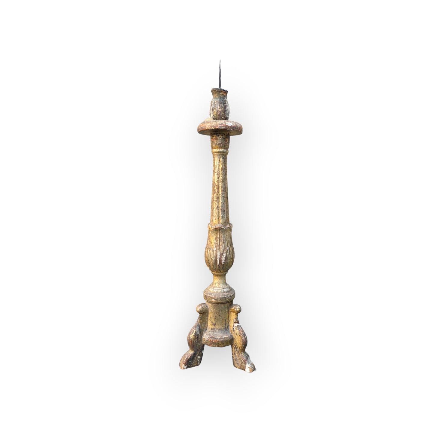 18th‑Century Italian Antique Gilt‑Gesso Pricket Candlestick, circa 1760