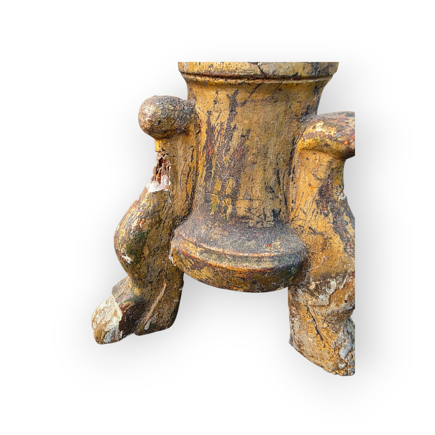 18th‑Century Italian Antique Gilt‑Gesso Pricket Candlestick, circa 1760