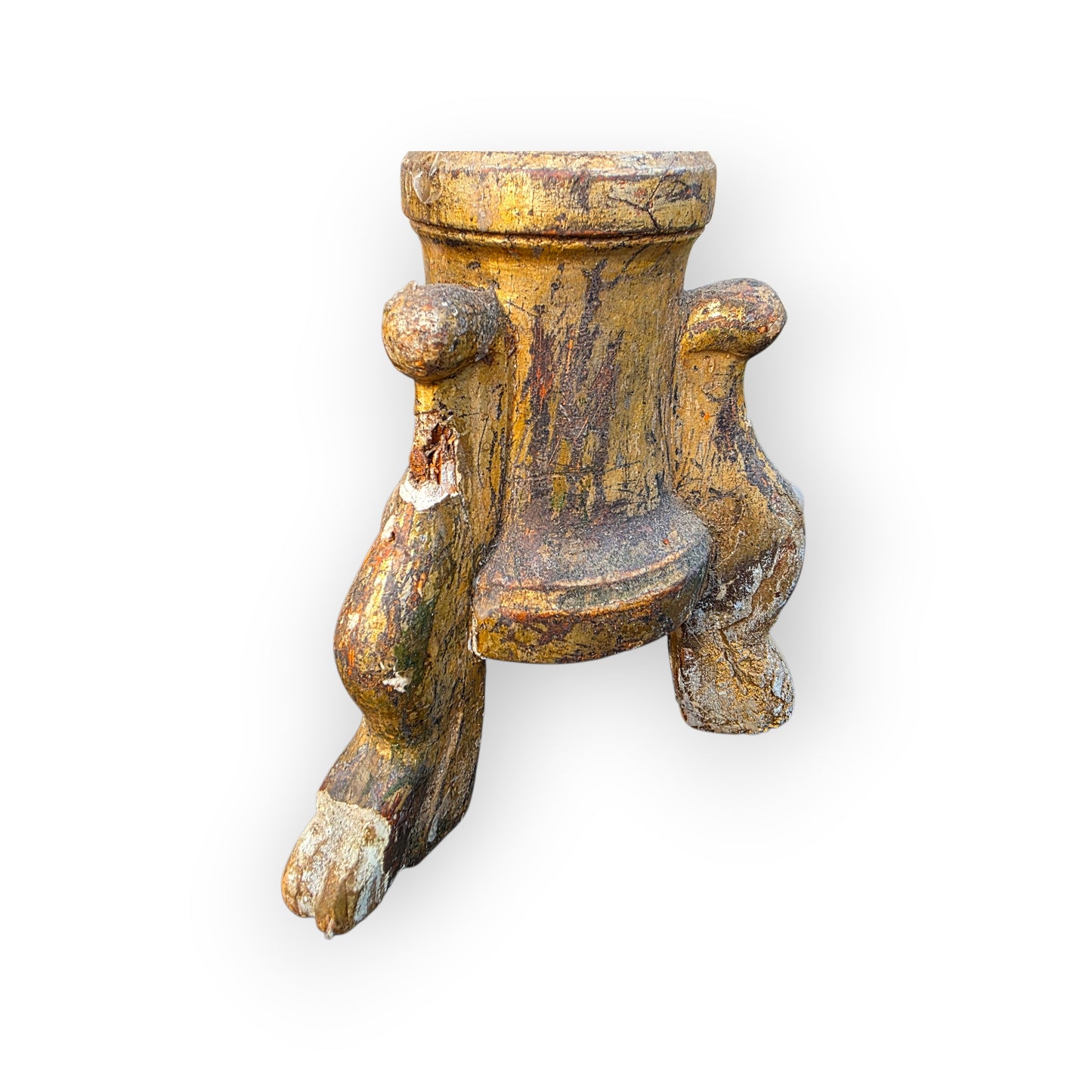 18th‑Century Italian Antique Gilt‑Gesso Pricket Candlestick, circa 1760