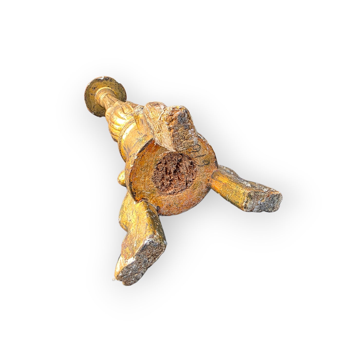 18th‑Century Italian Antique Gilt‑Gesso Pricket Candlestick, circa 1760