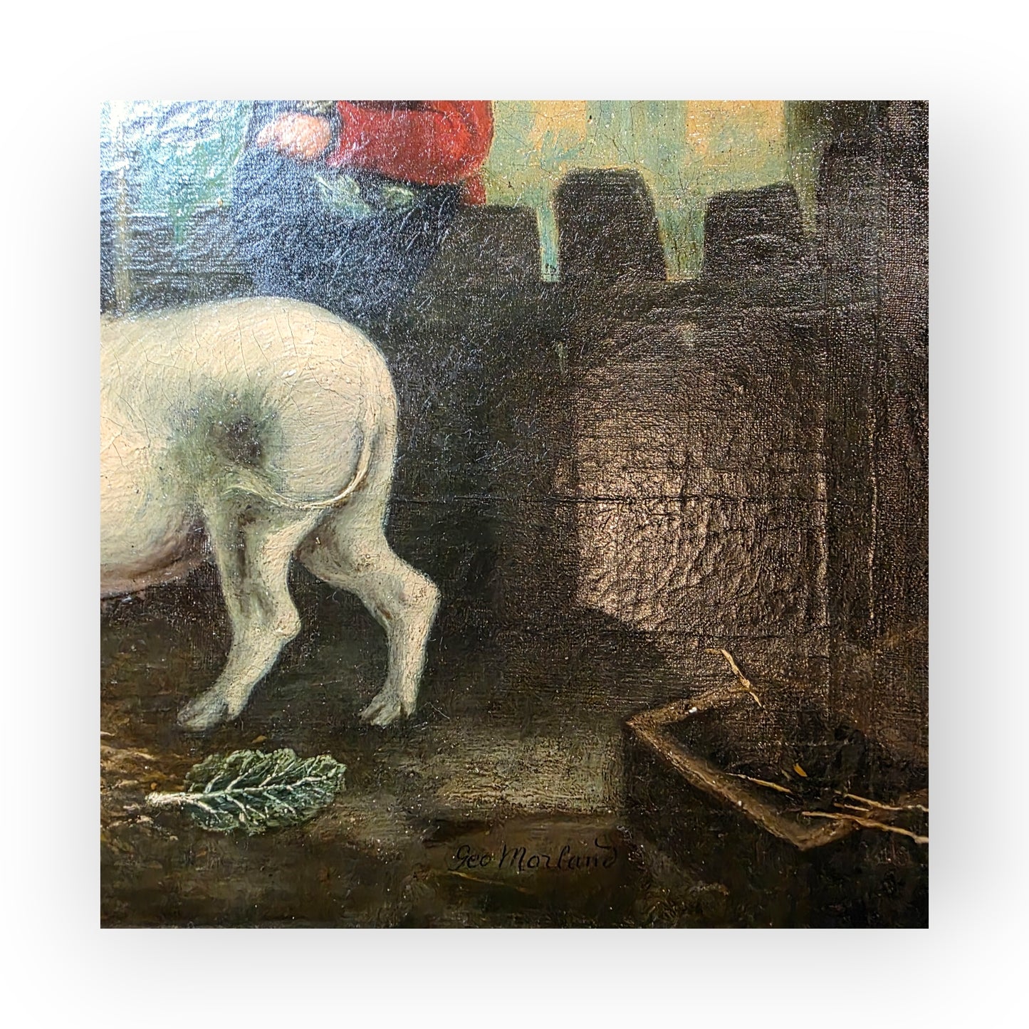 Follower of George Morland (1763-1804) - An Early 19th Century Primitive English School Antique Folk Art Oil on Canvas of Pigs in a Pigsty