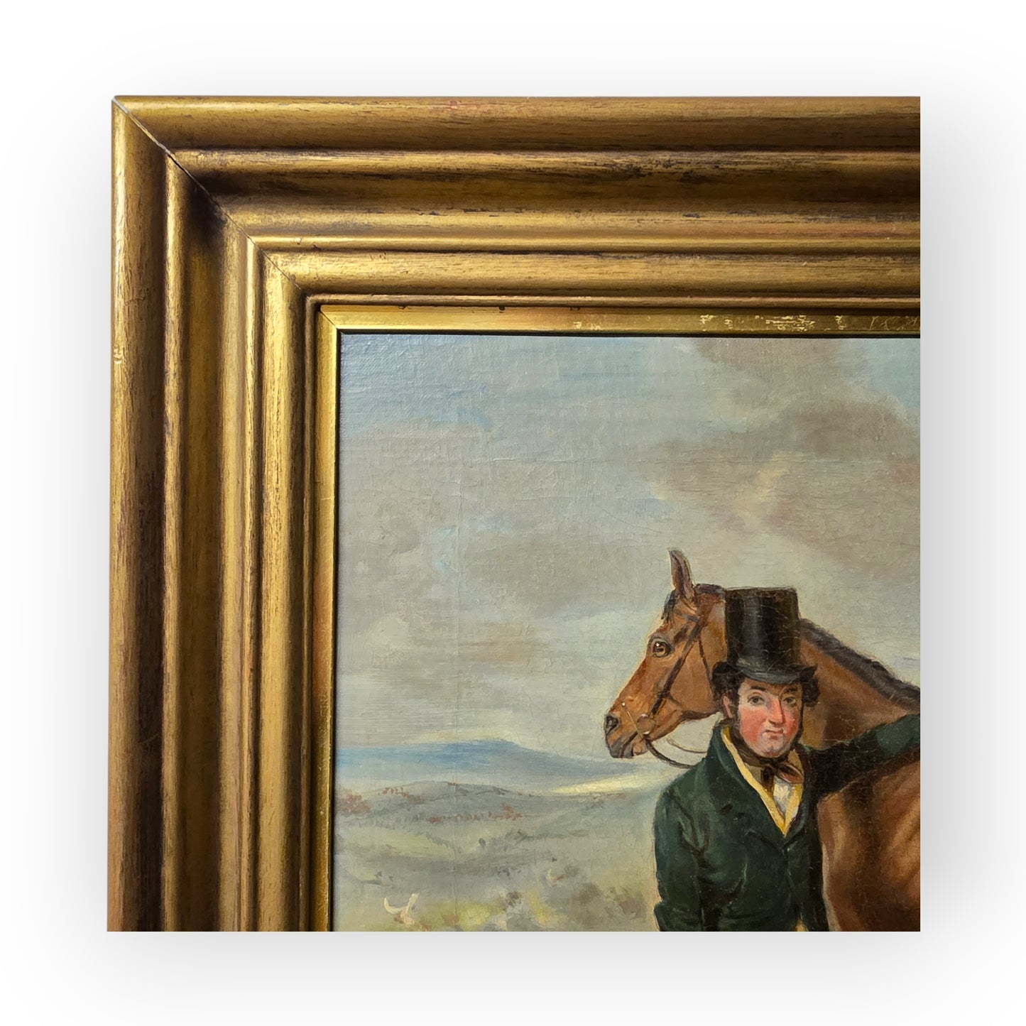 Mid 19th Century English School Antique Oil Portrait Painting of a Gentleman Farmer and His Prize Horse, Signed "H Hall"