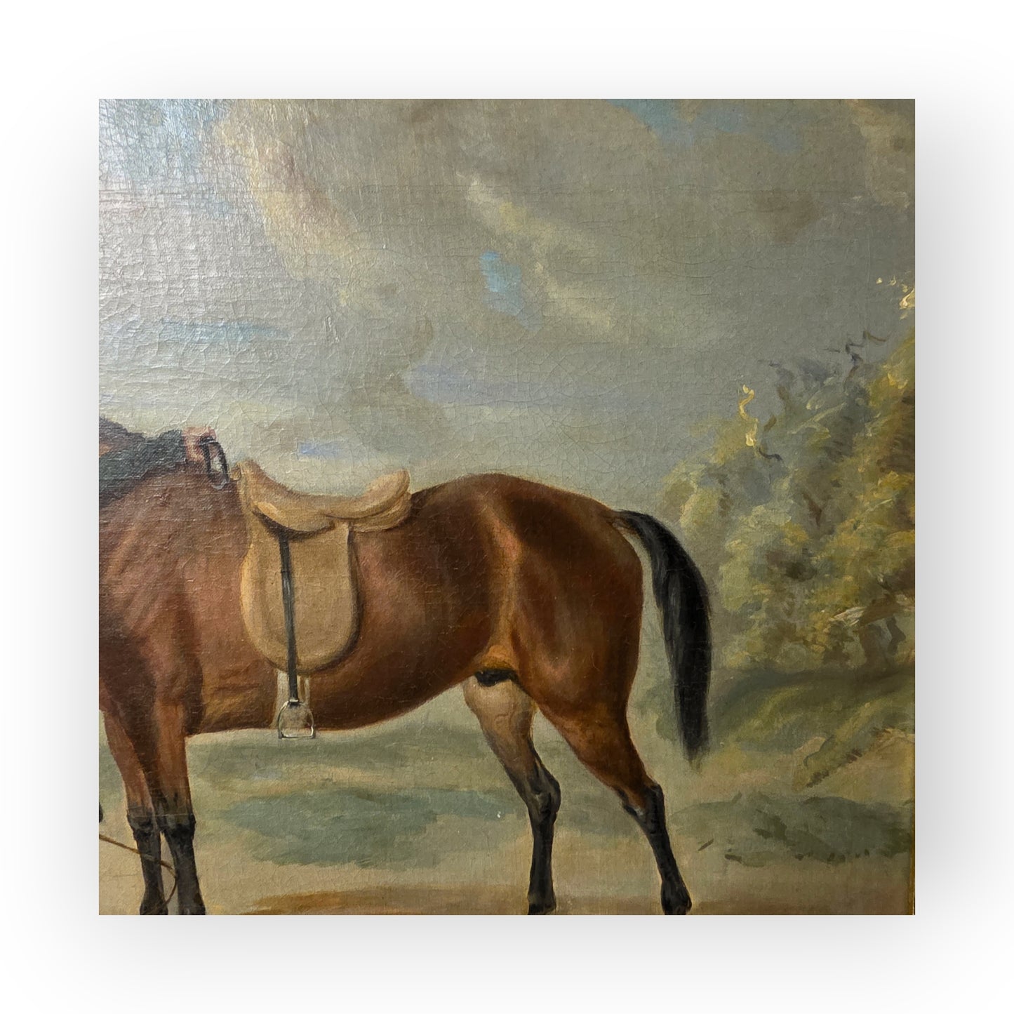 Mid 19th Century English School Antique Oil Portrait Painting of a Gentleman Farmer and His Prize Horse, Signed "H Hall"