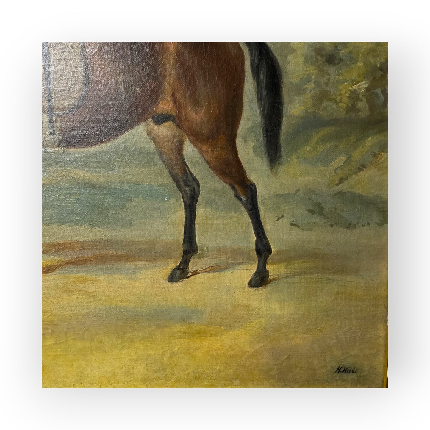Mid 19th Century English School Antique Oil Portrait Painting of a Gentleman Farmer and His Prize Horse, Signed "H Hall"