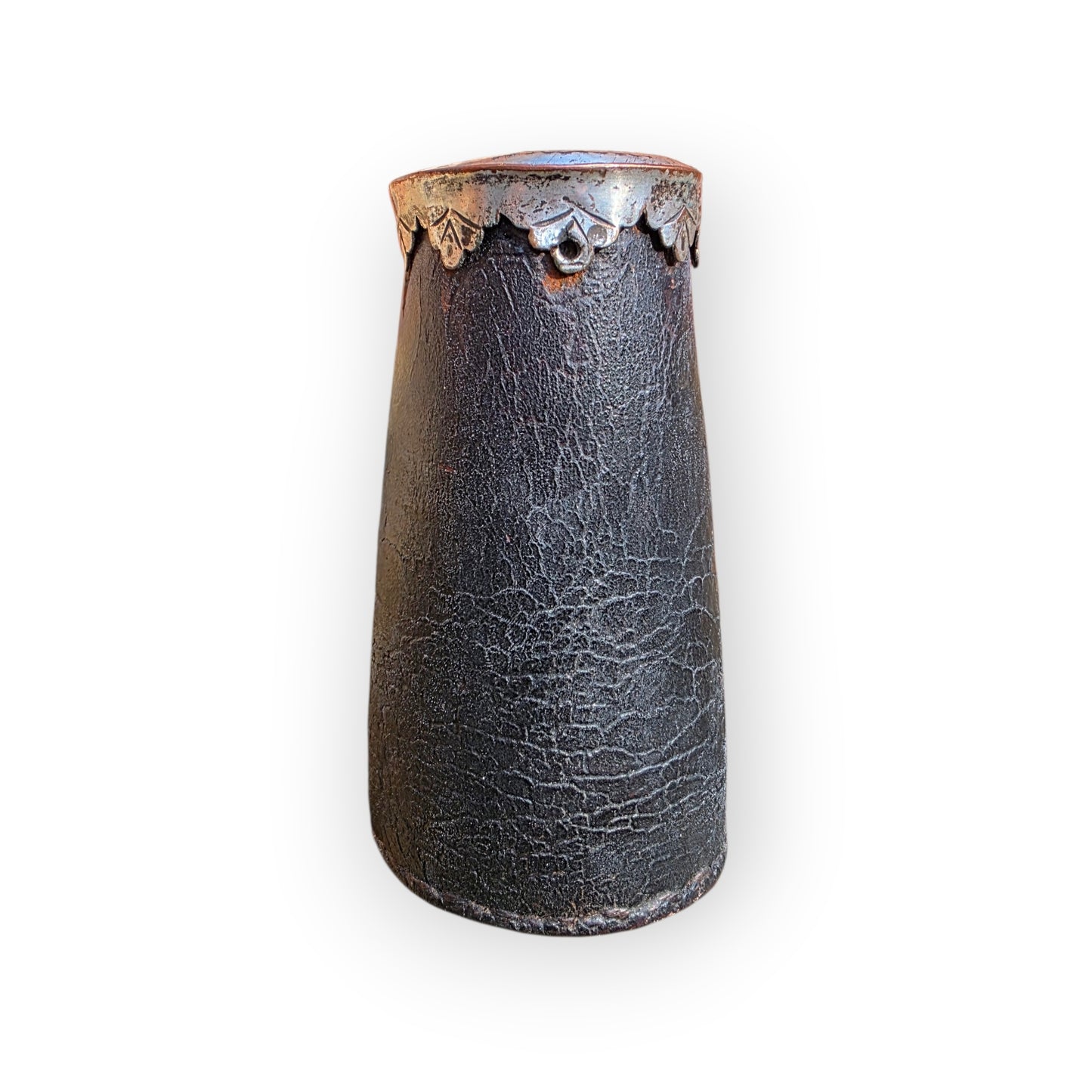 Late 17th-Century English Leather Blackjack Tankard with Silver-Plated Rim - Drinking Vessel