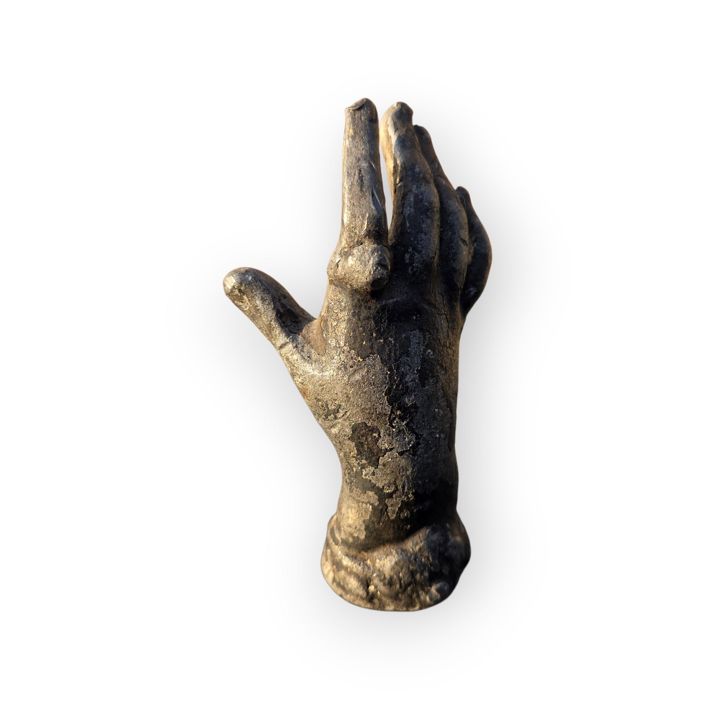 19th-Century Miniature Antique Cast Lead Votive Hand Paperweight, c.1840