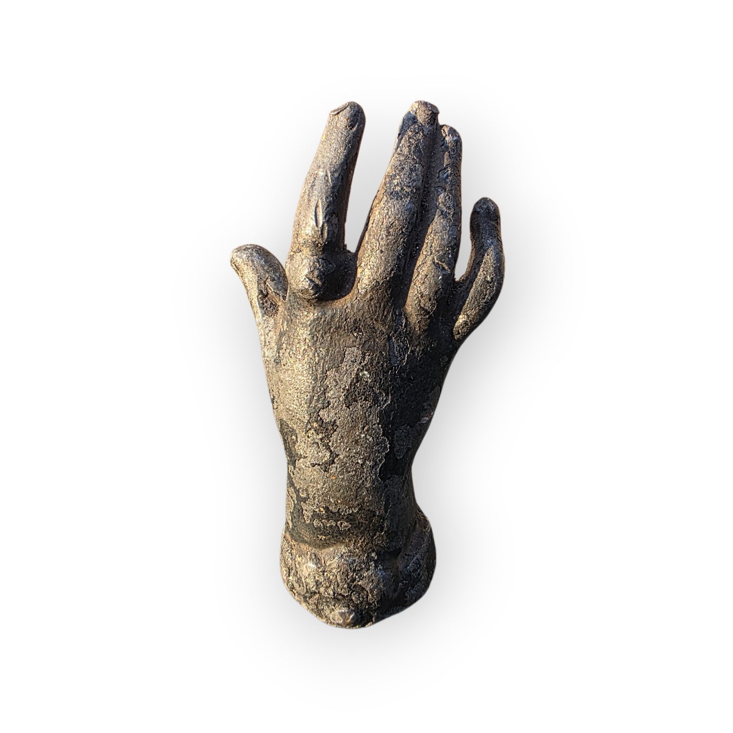 19th-Century Miniature Antique Cast Lead Votive Hand Paperweight, c.1840