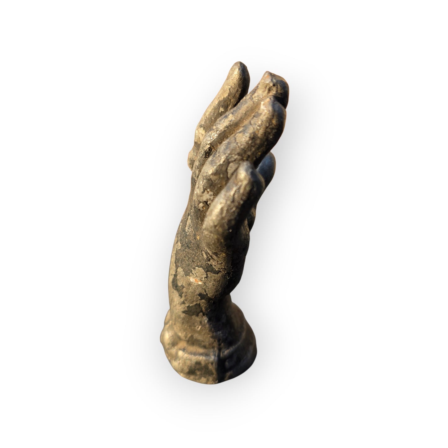 19th-Century Miniature Antique Cast Lead Votive Hand Paperweight, c.1840