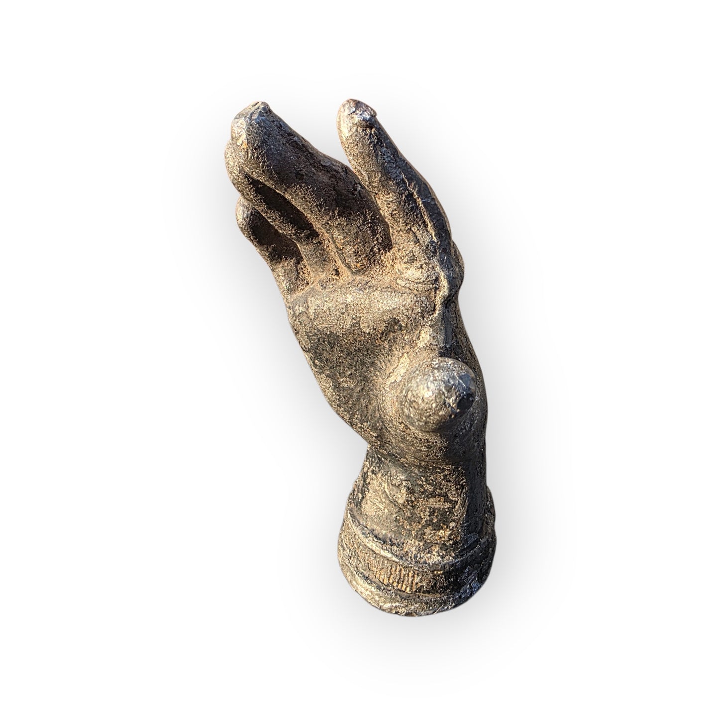 19th-Century Miniature Antique Cast Lead Votive Hand Paperweight, c.1840