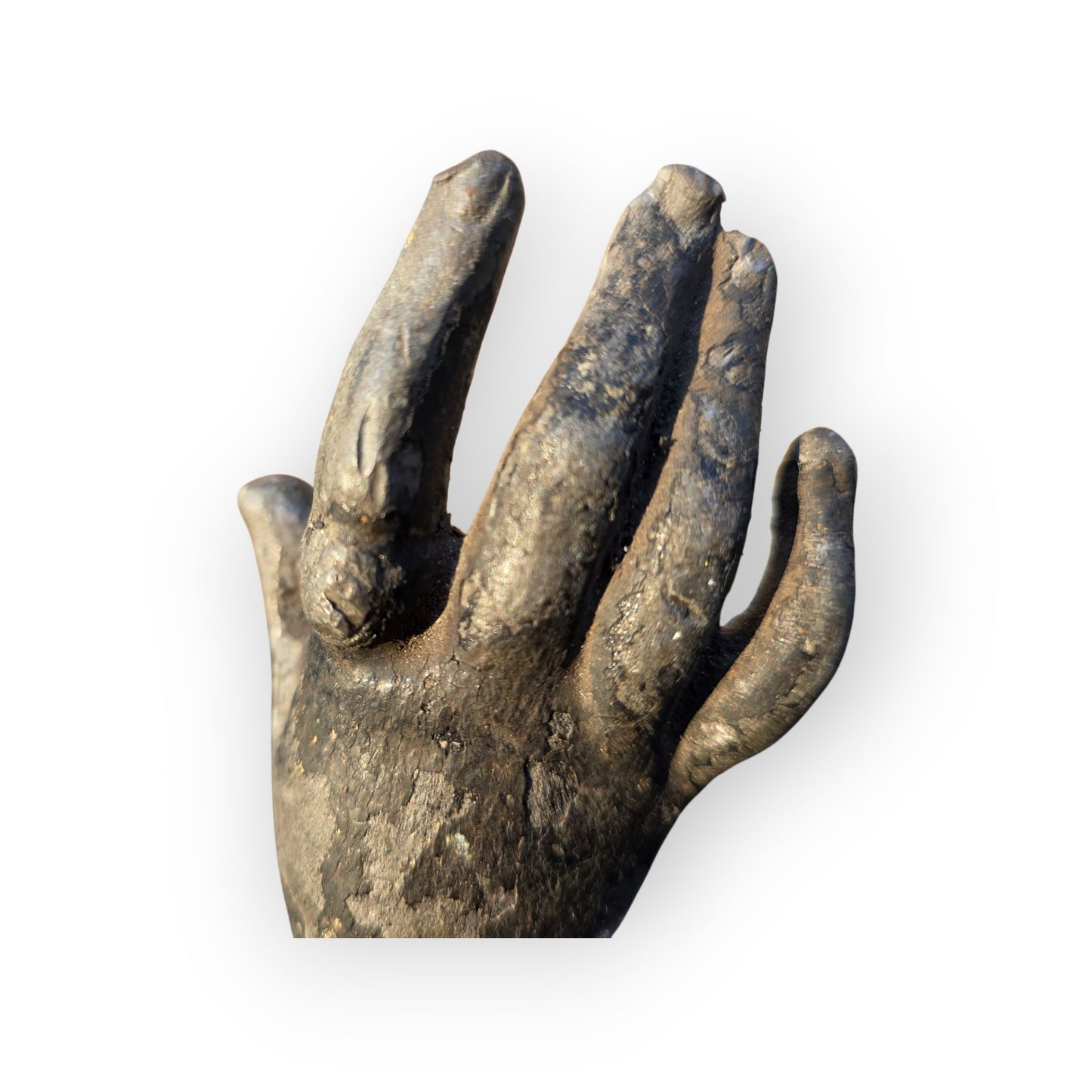 19th-Century Miniature Antique Cast Lead Votive Hand Paperweight, c.1840