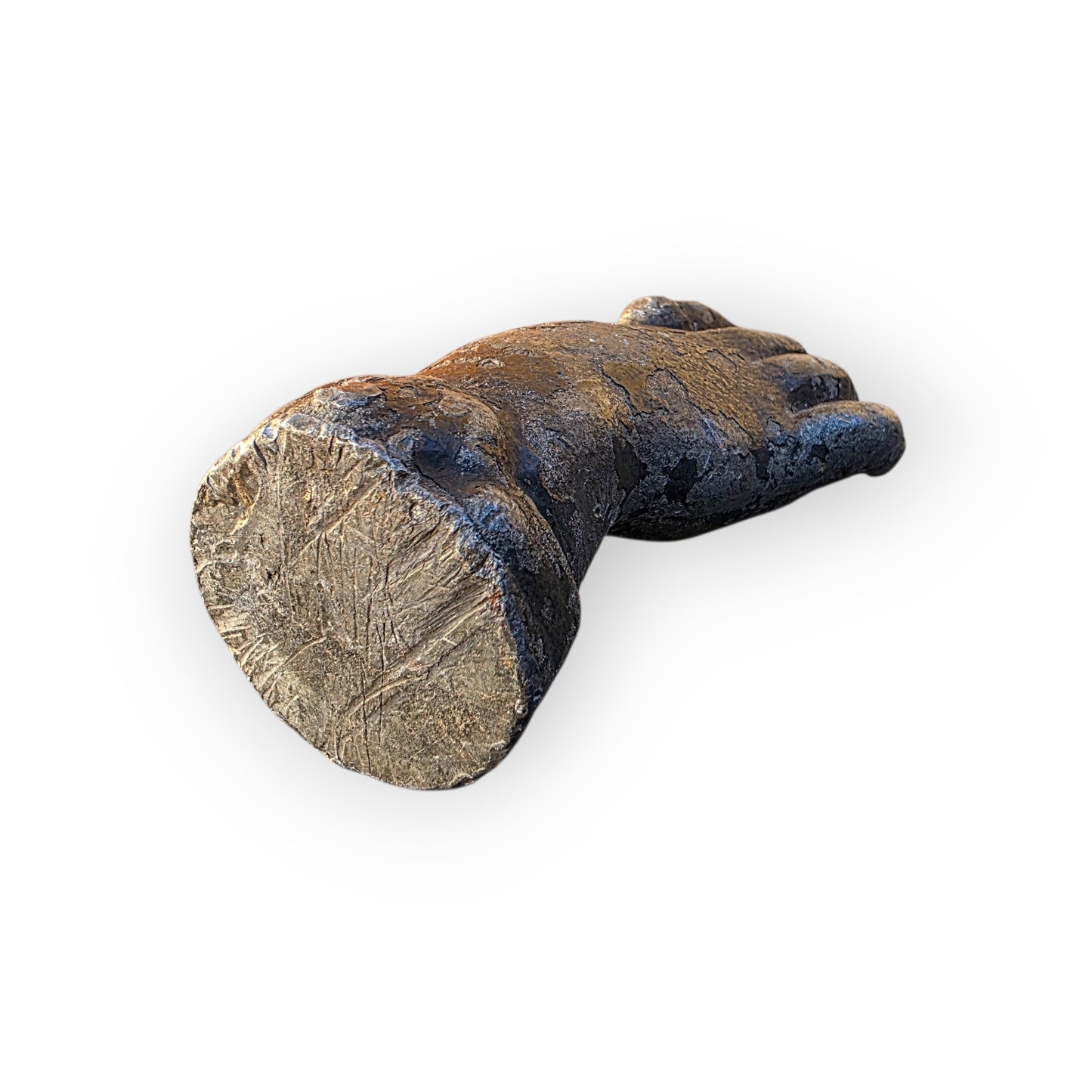 19th-Century Miniature Antique Cast Lead Votive Hand Paperweight, c.1840